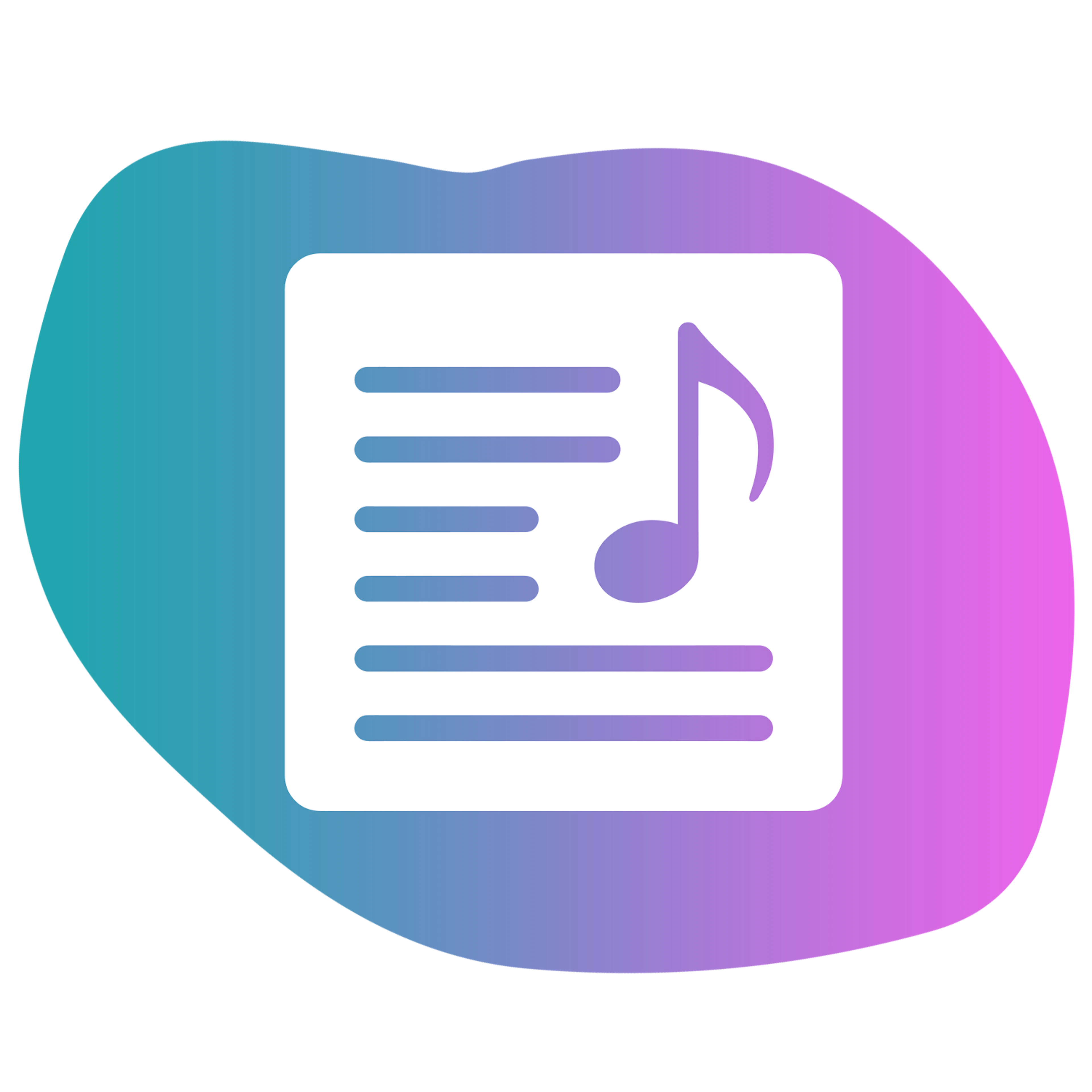 paper with music notes icon on gradient background