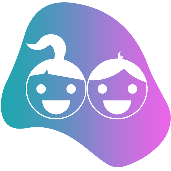 Kids heads icon on gradient background