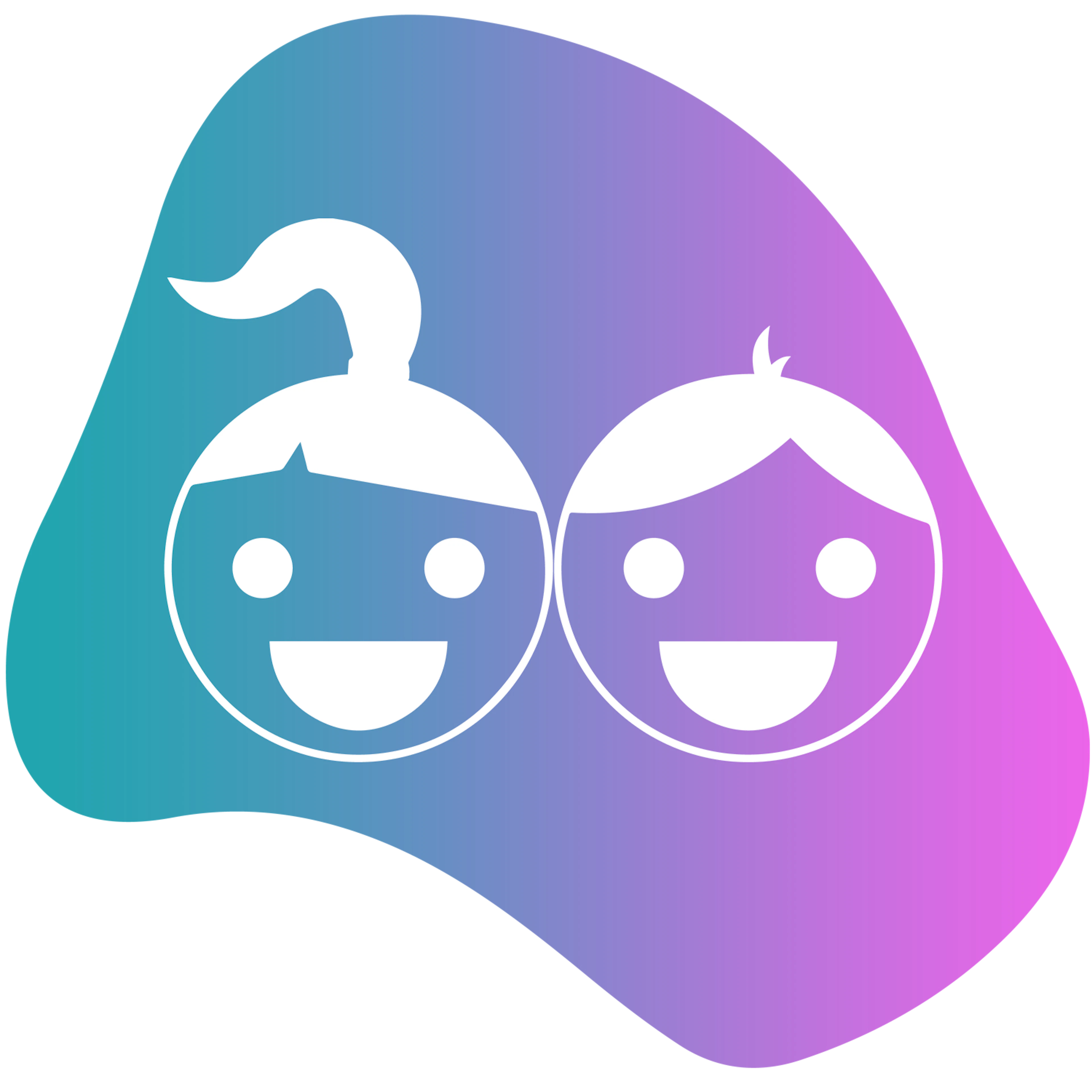 Kids heads icon on gradient background