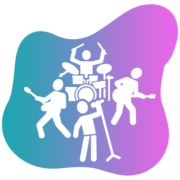 Rock band club icon on gradient