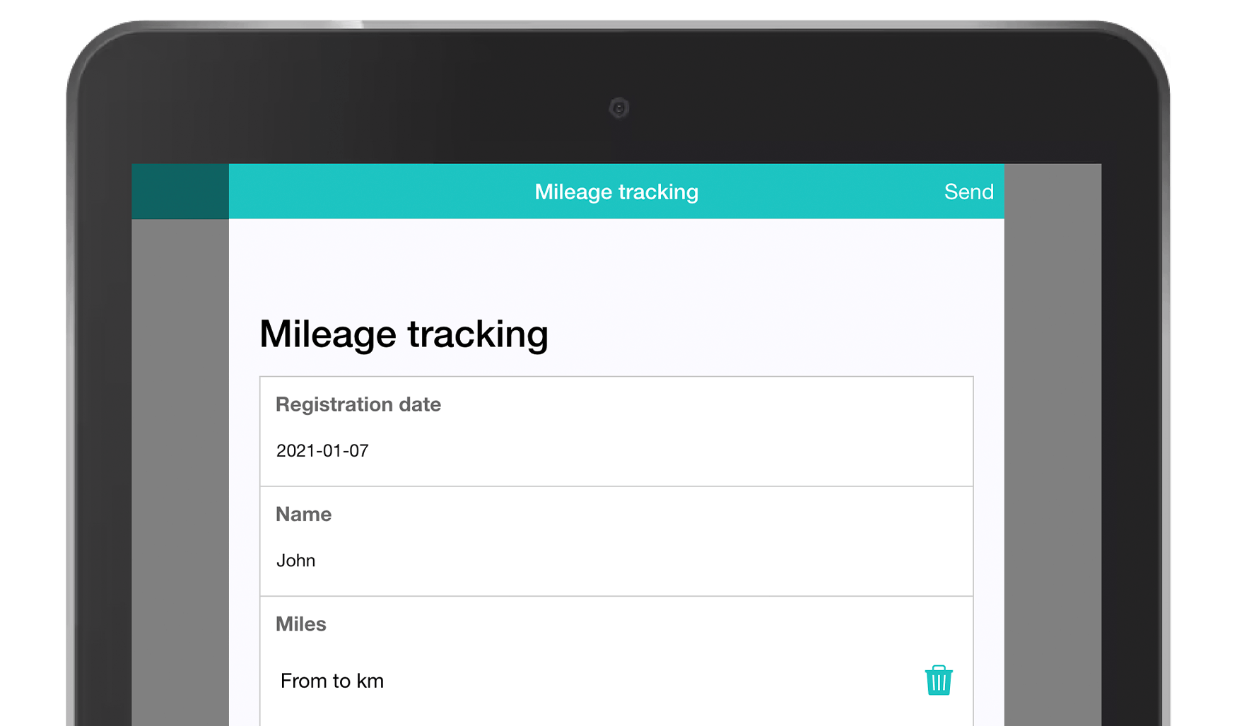 MoreApp Mileage tracking form