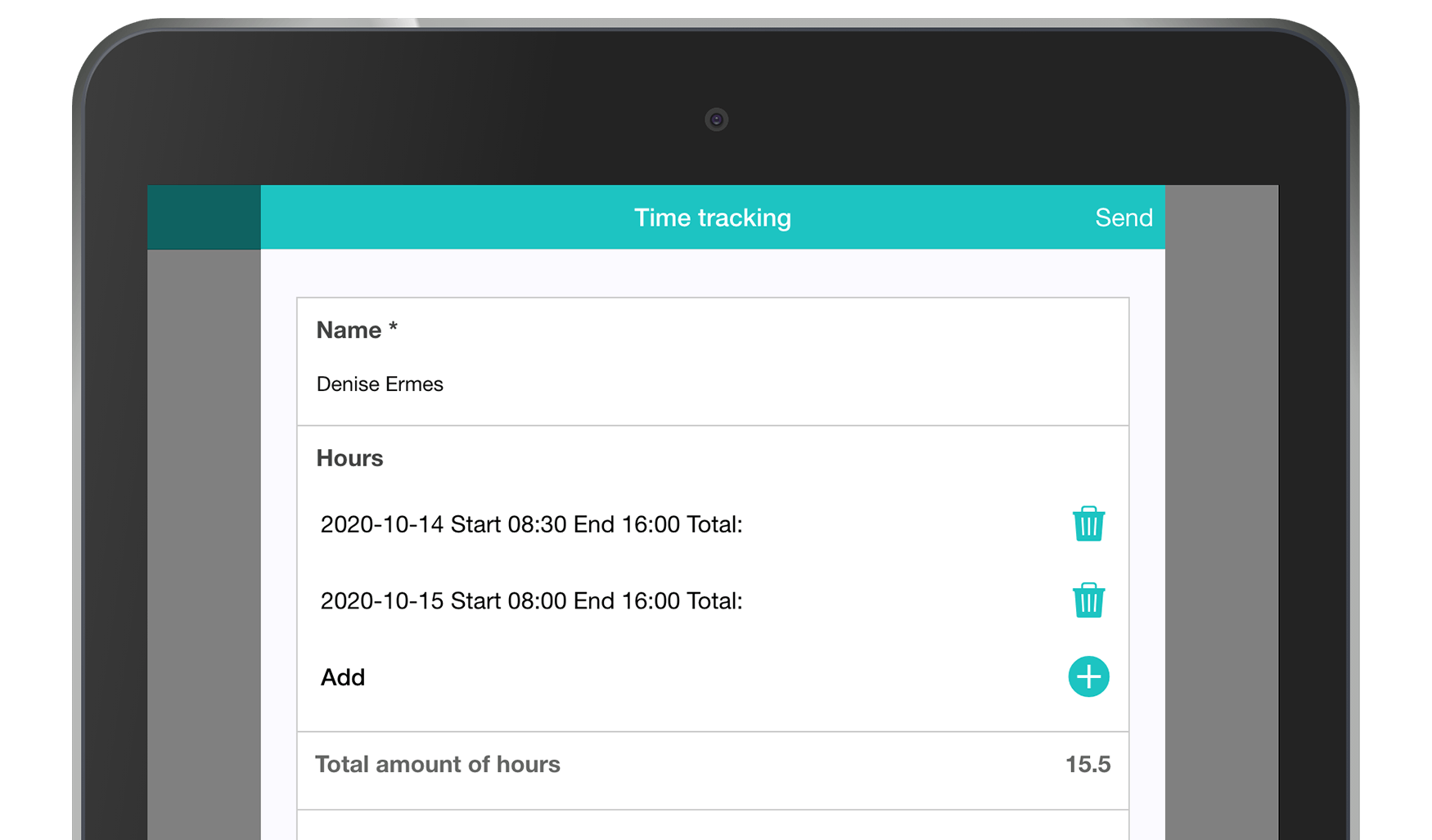 MoreApp Time Tracking form