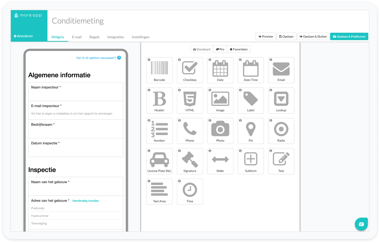 Conditiemeting Template MoreApp