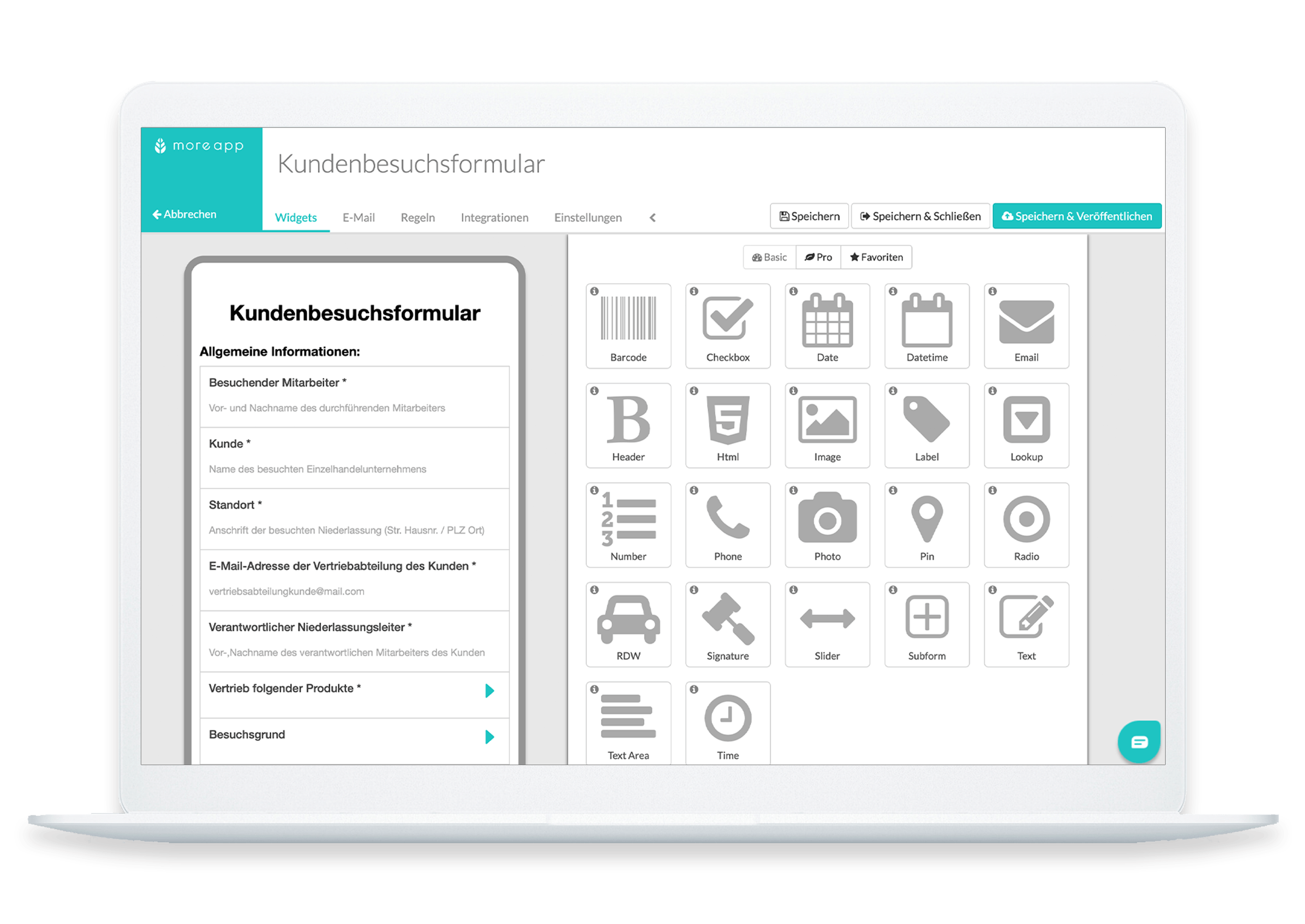 MoreApp Plattform Kundenbesuchsformular-App