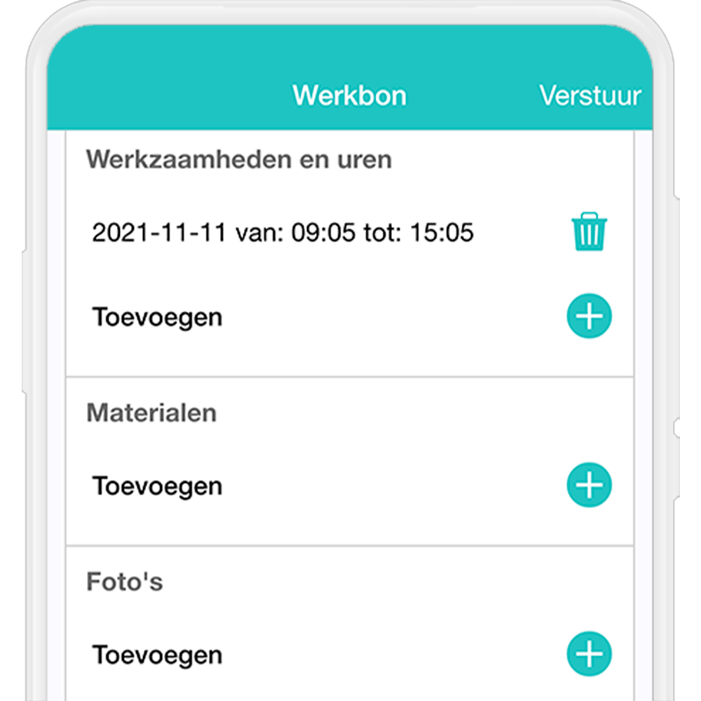 MoreApp werkbon formulier