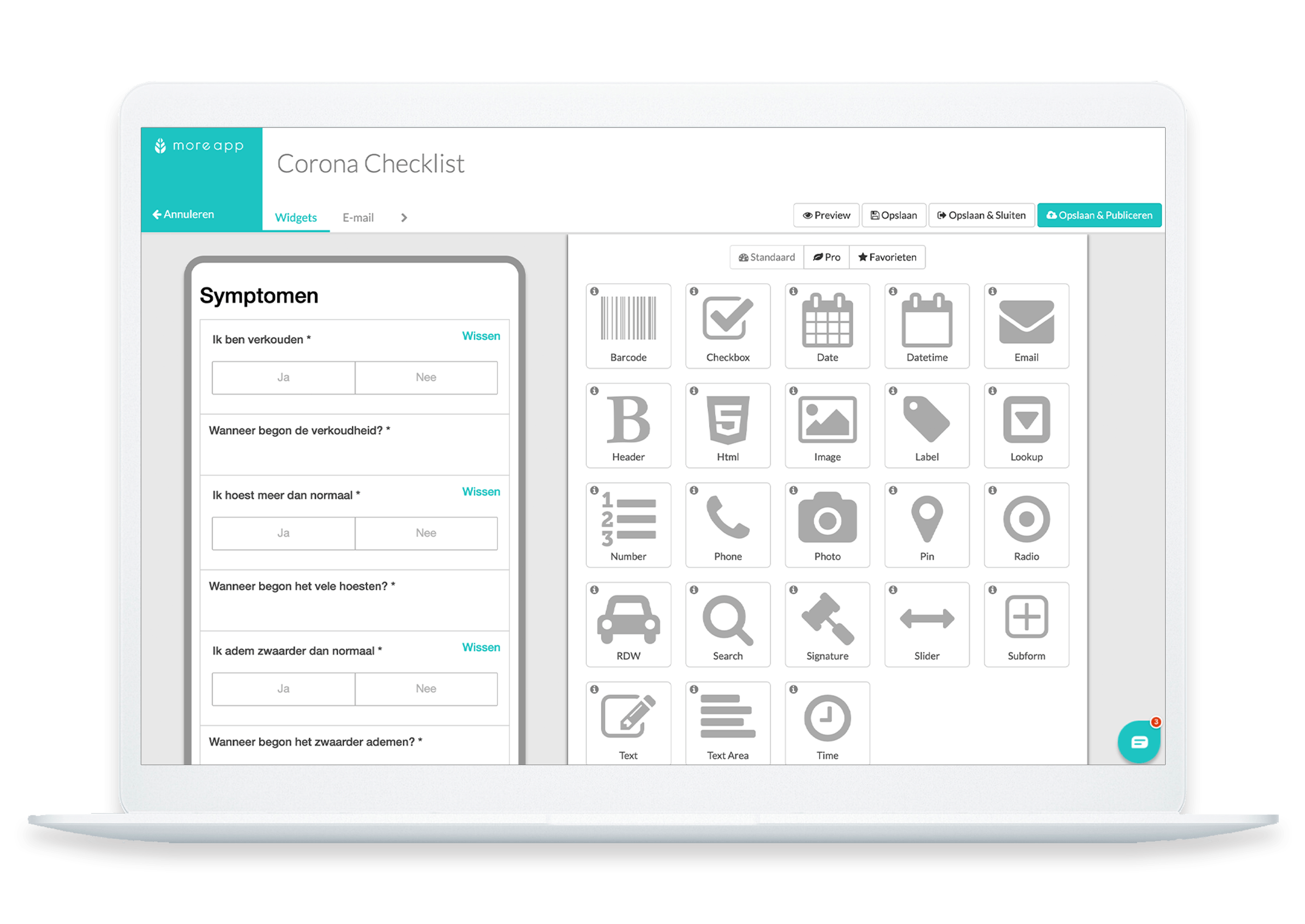 MoreApp Platform corona checklist app