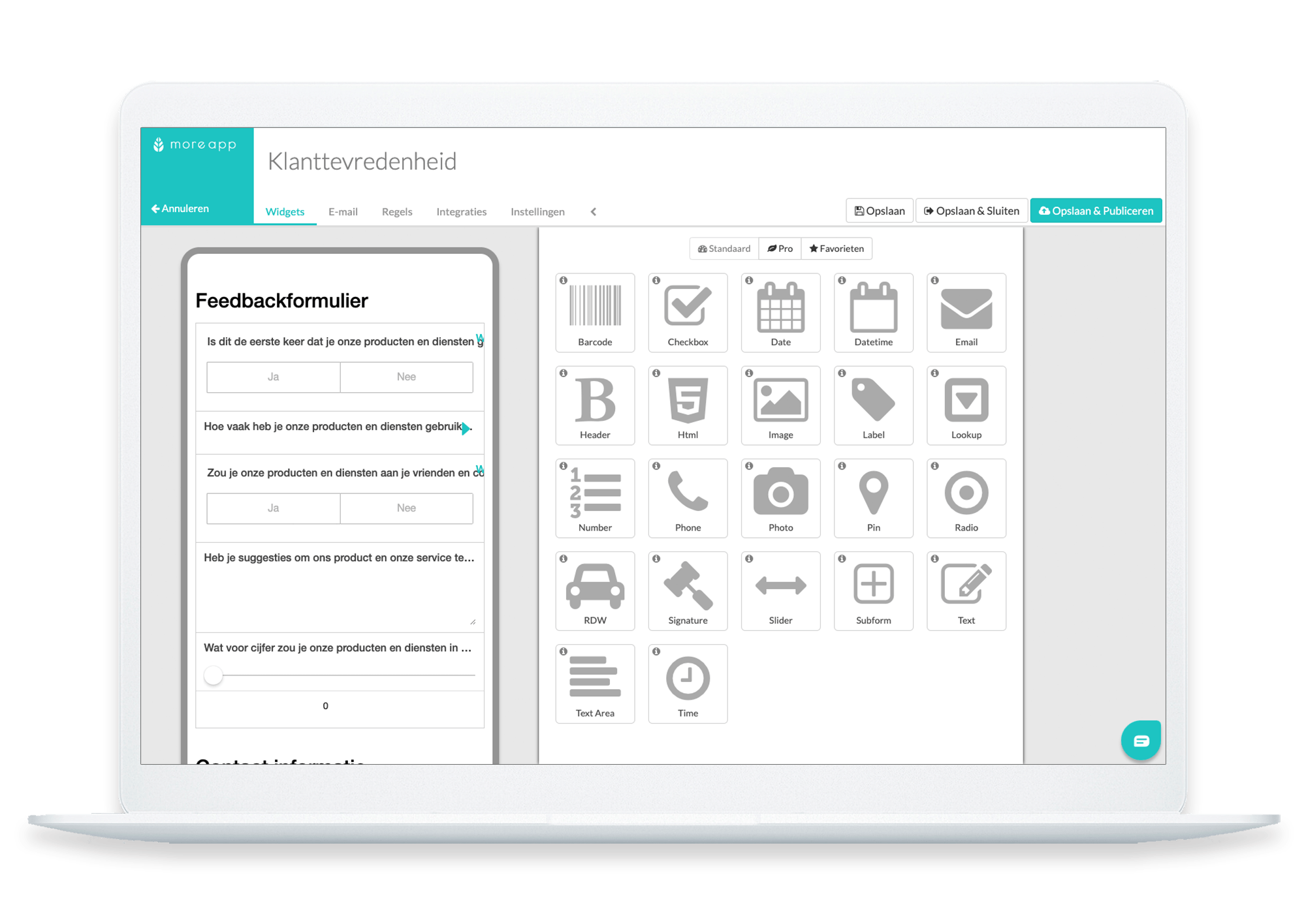 MoreApp Platform Klanttevredenheid App