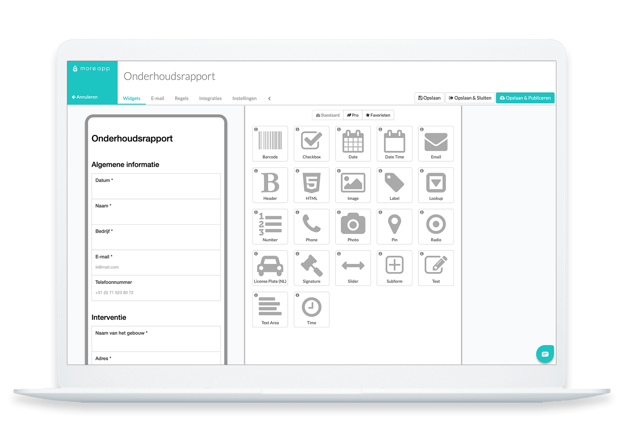 Onderhoudsrapport MoreApp Formbuilder