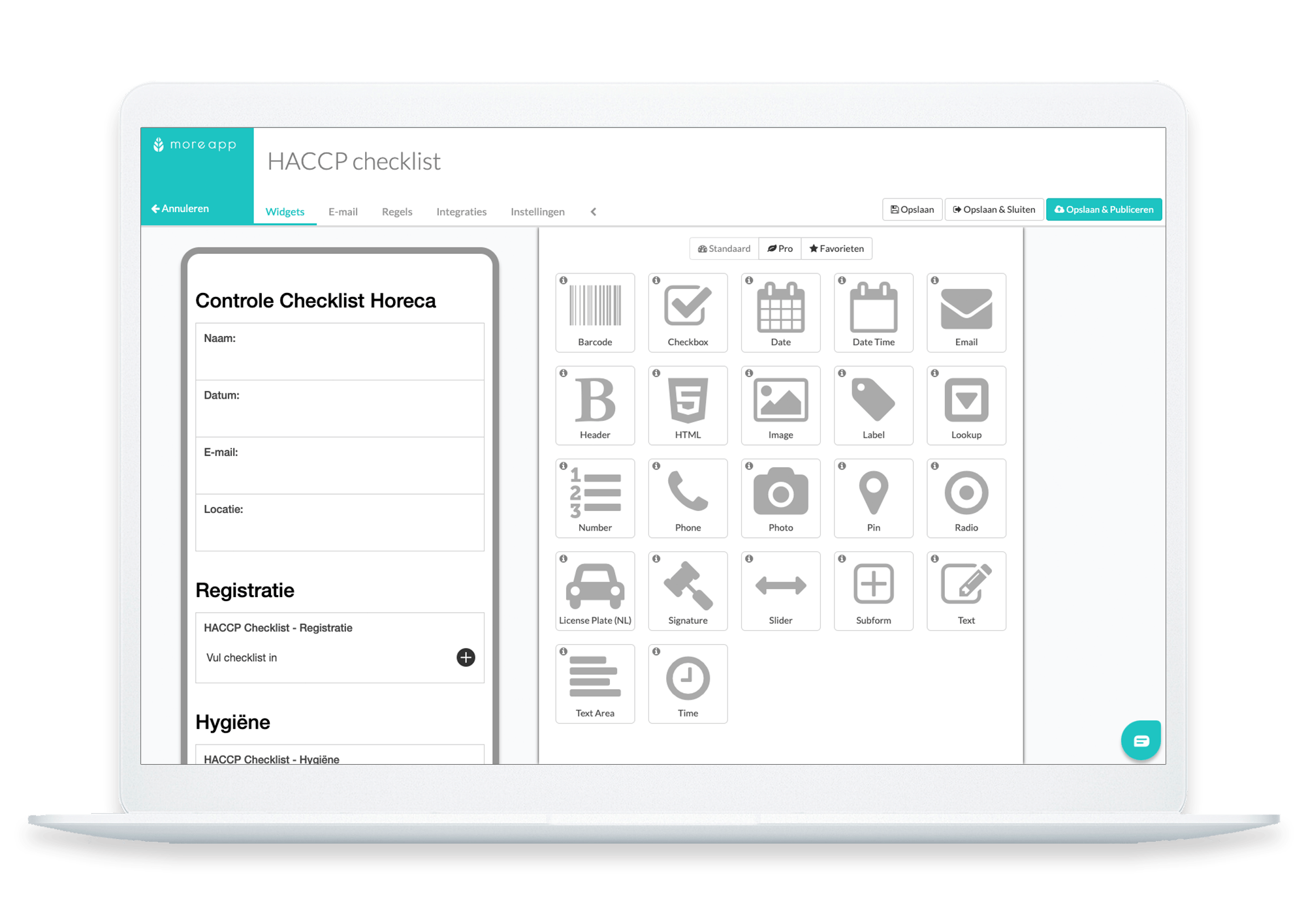 MoreApp Platform HACCP checklist