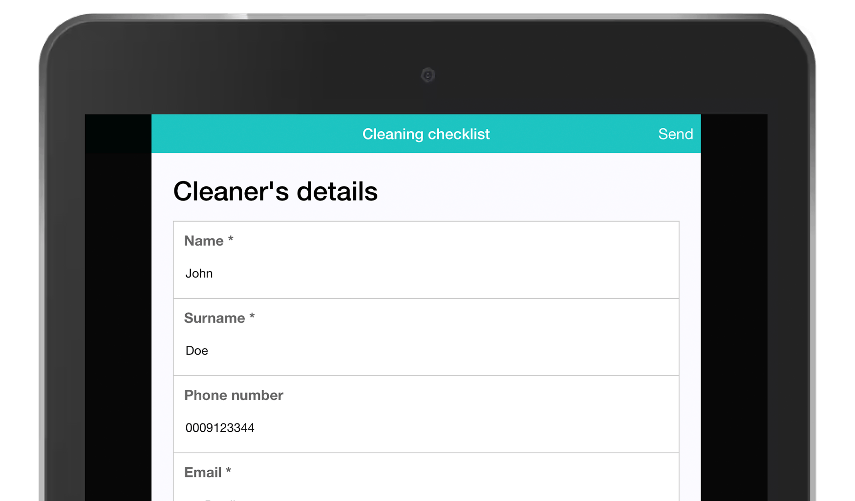 MoreApp Cleaning Checklist form