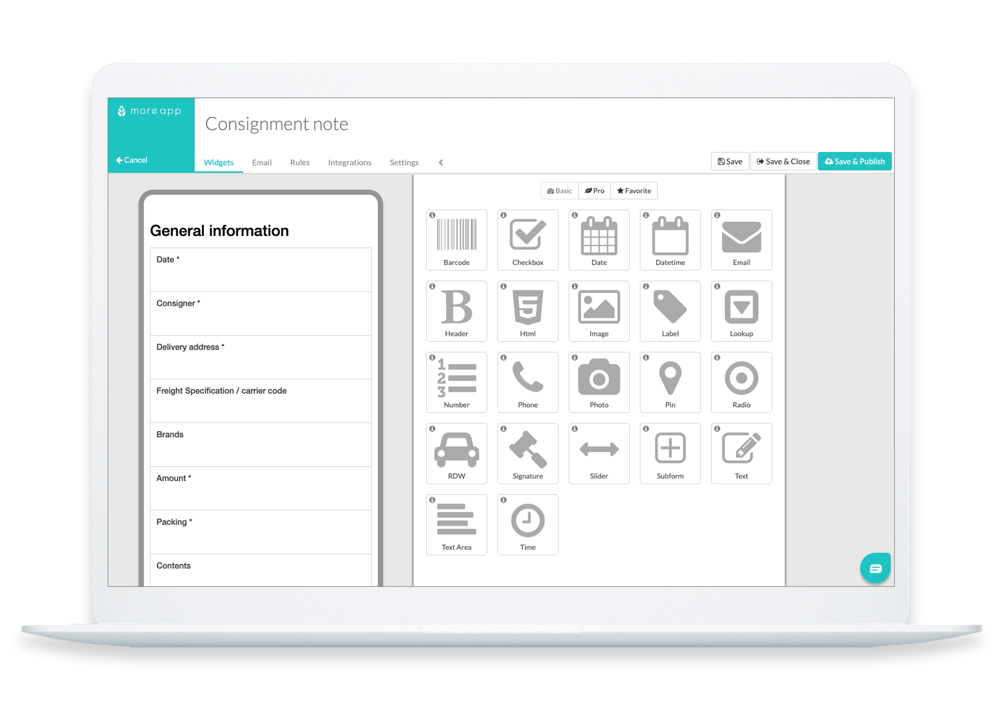 MoreApp Platform Consignment Note