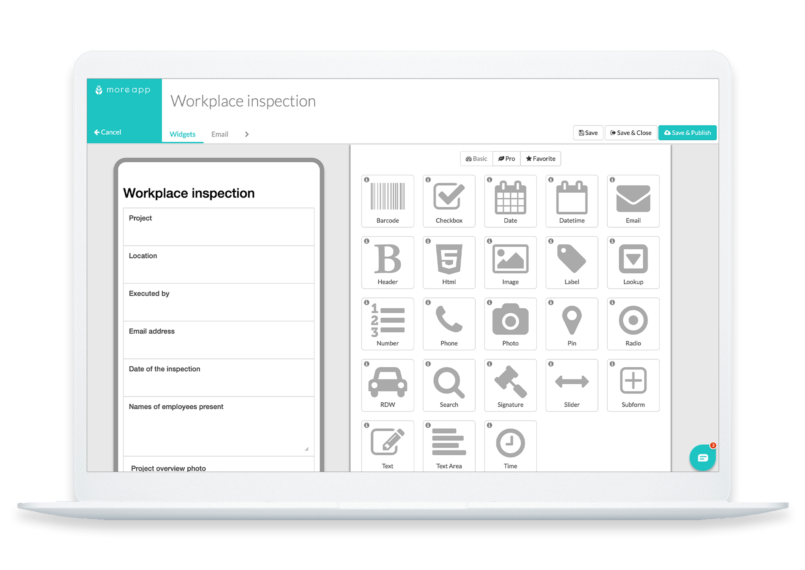 MoreApp Form Builder Workplace inspection Form