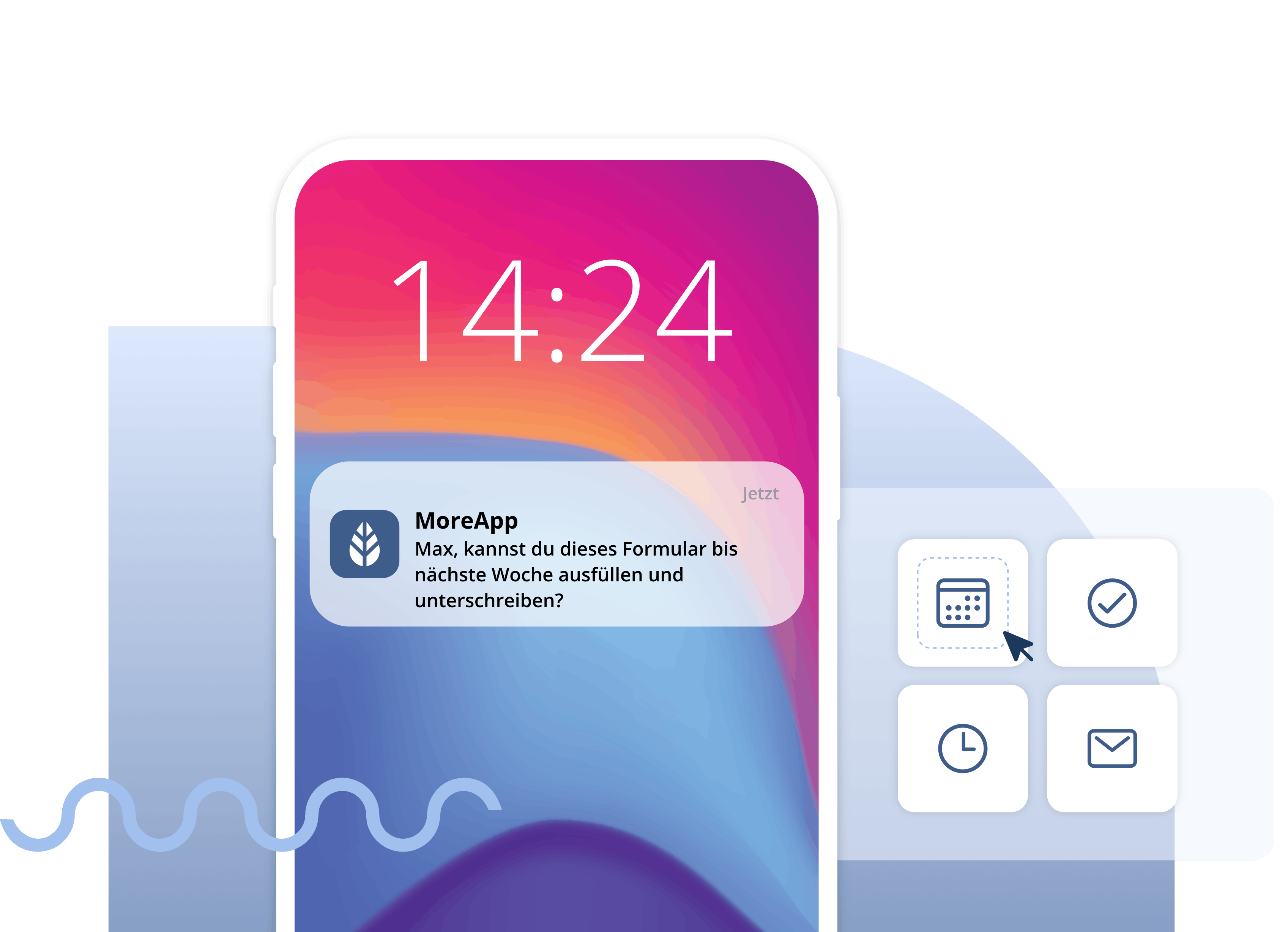 Push-Benachrichtigungen von der App zum Ausfüllen von digitalen Formularen mit MoreApp