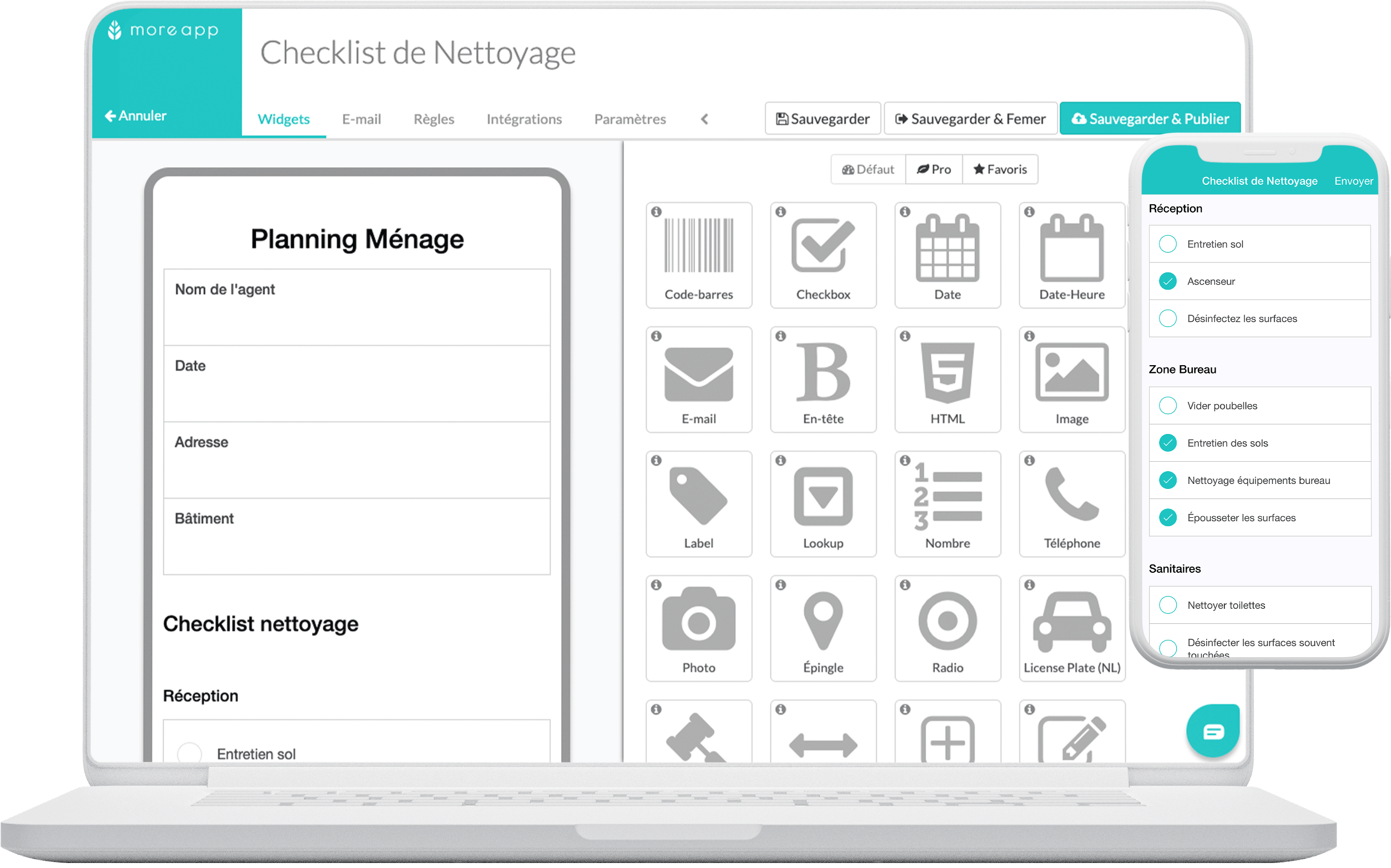Checklist de Nettoyage MoreApp