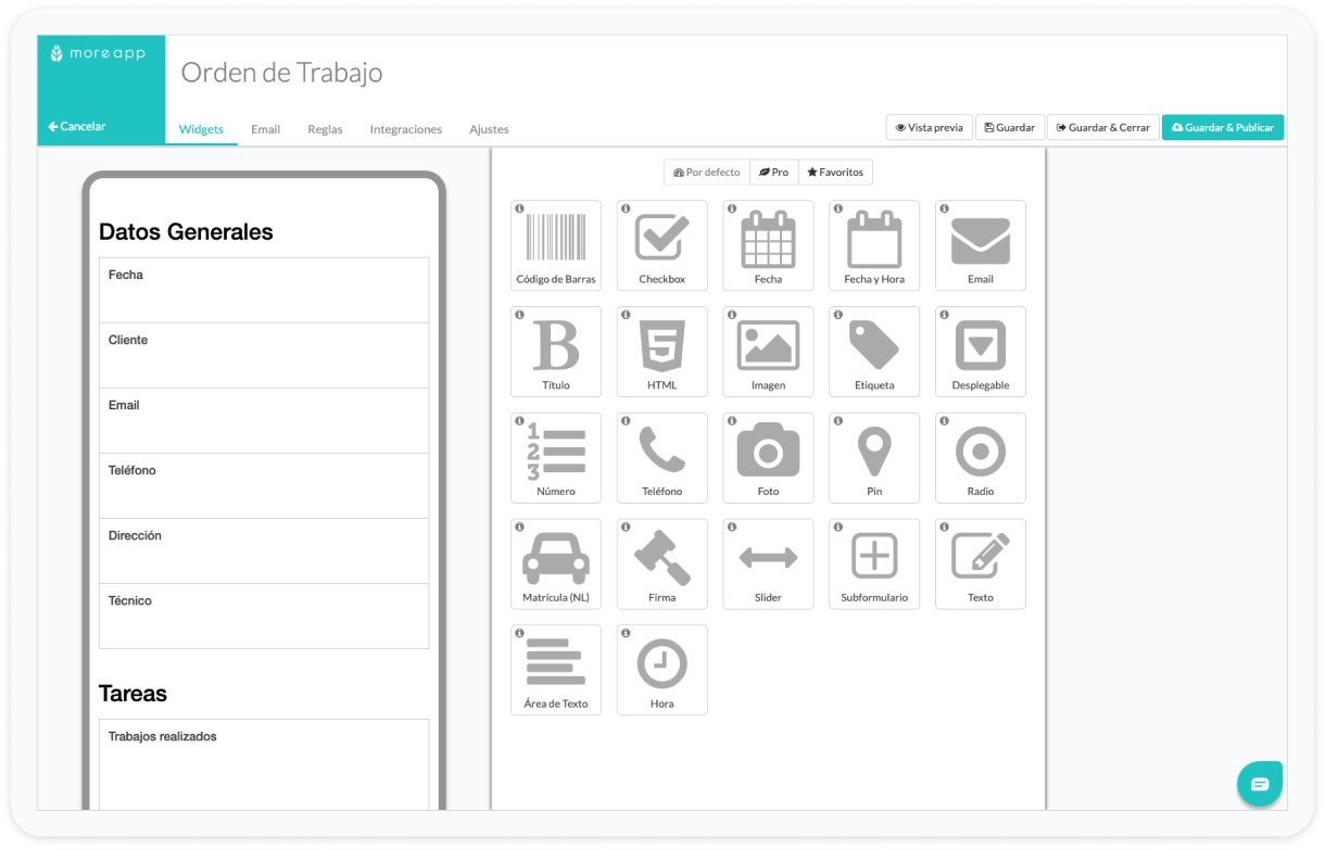 Orden de Trabajo Digital MoreApp