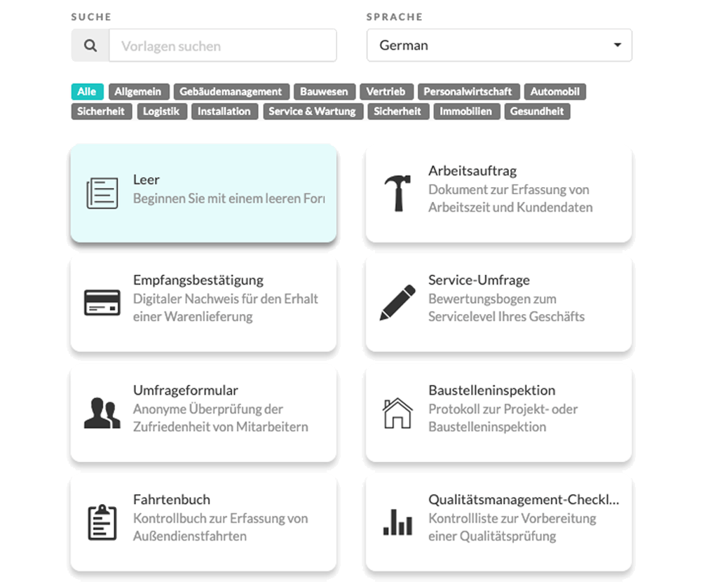 Formularvorlagen von MoreApp