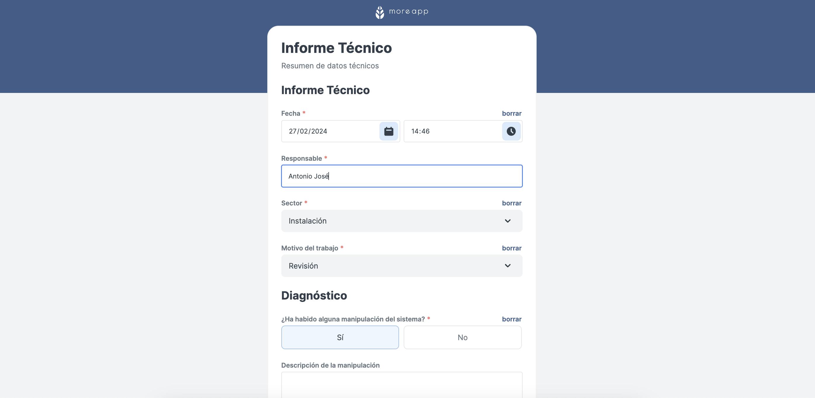 Formulario MoreApp Informe Técnico