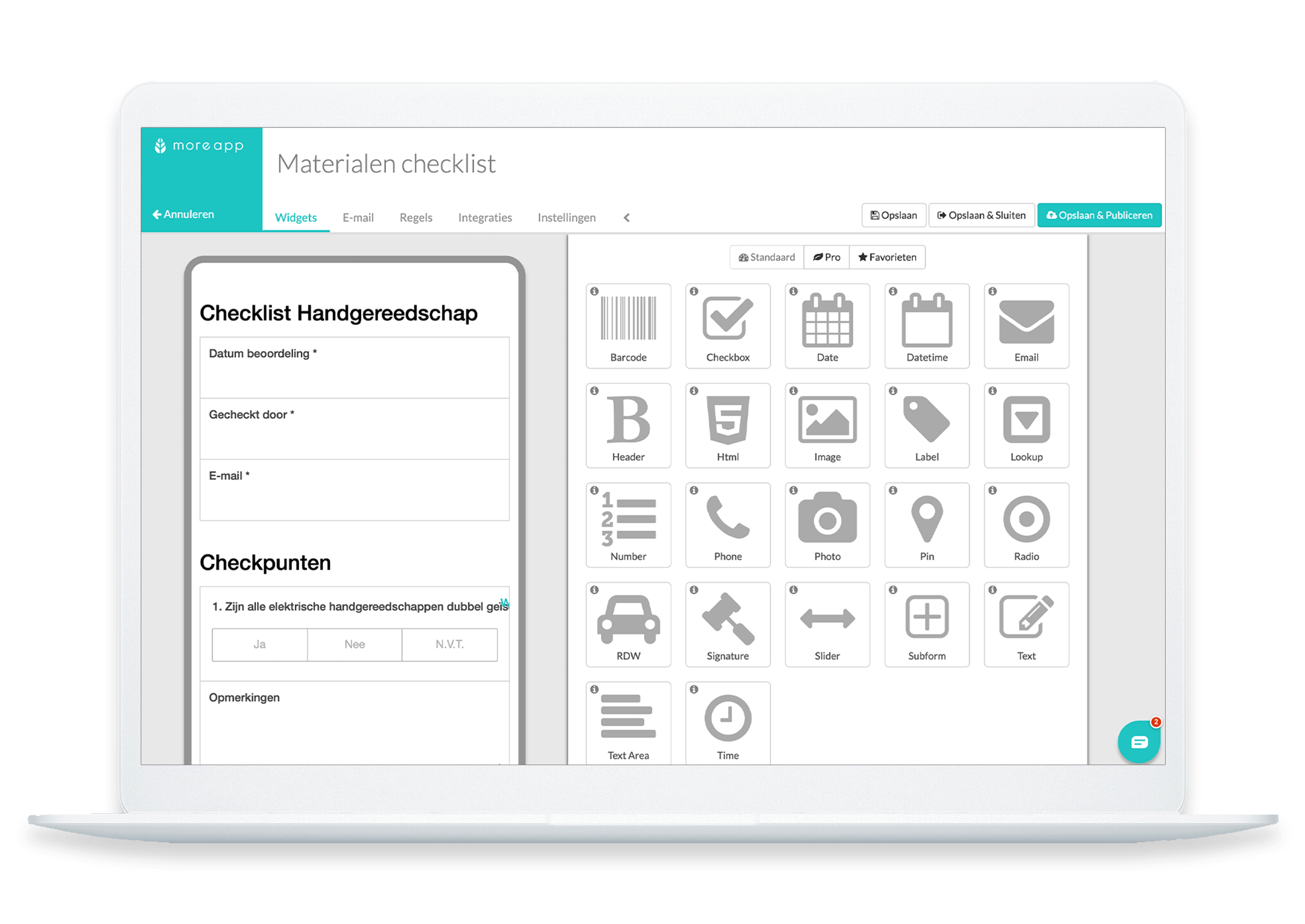 MoreApp Materialen Checklist App