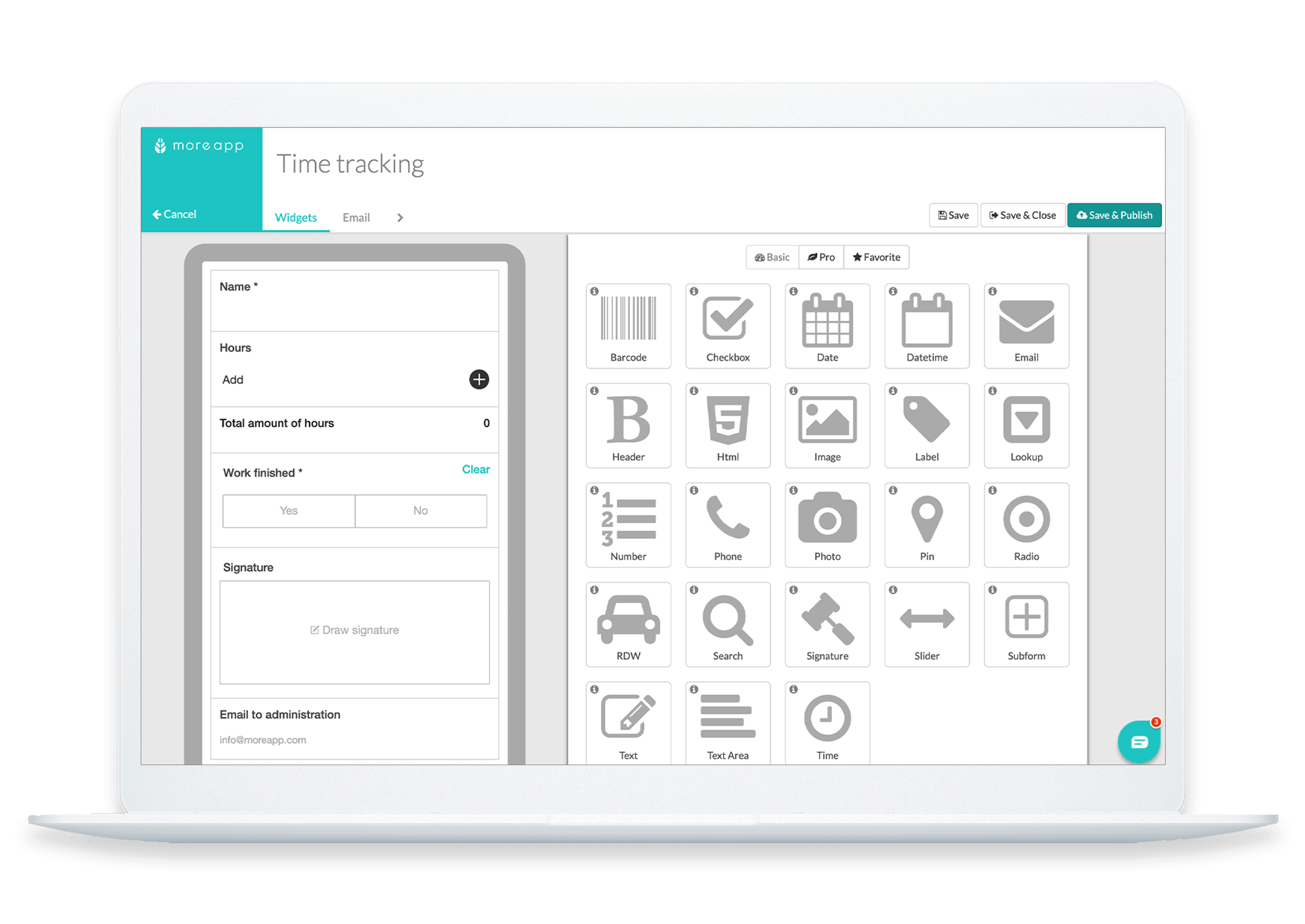 MoreApp Platform Time Tracking