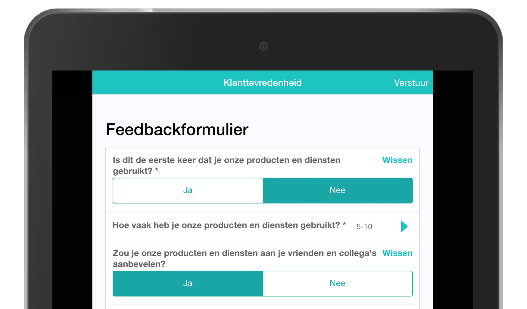 MoreApp Klanttevredenheidsonderzoek formulier