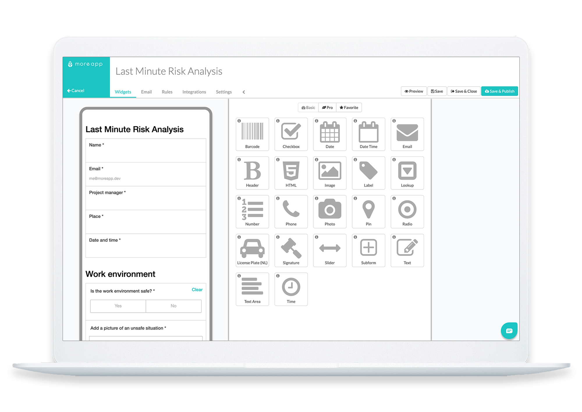 Last Minute Risk Analysis Form Builder