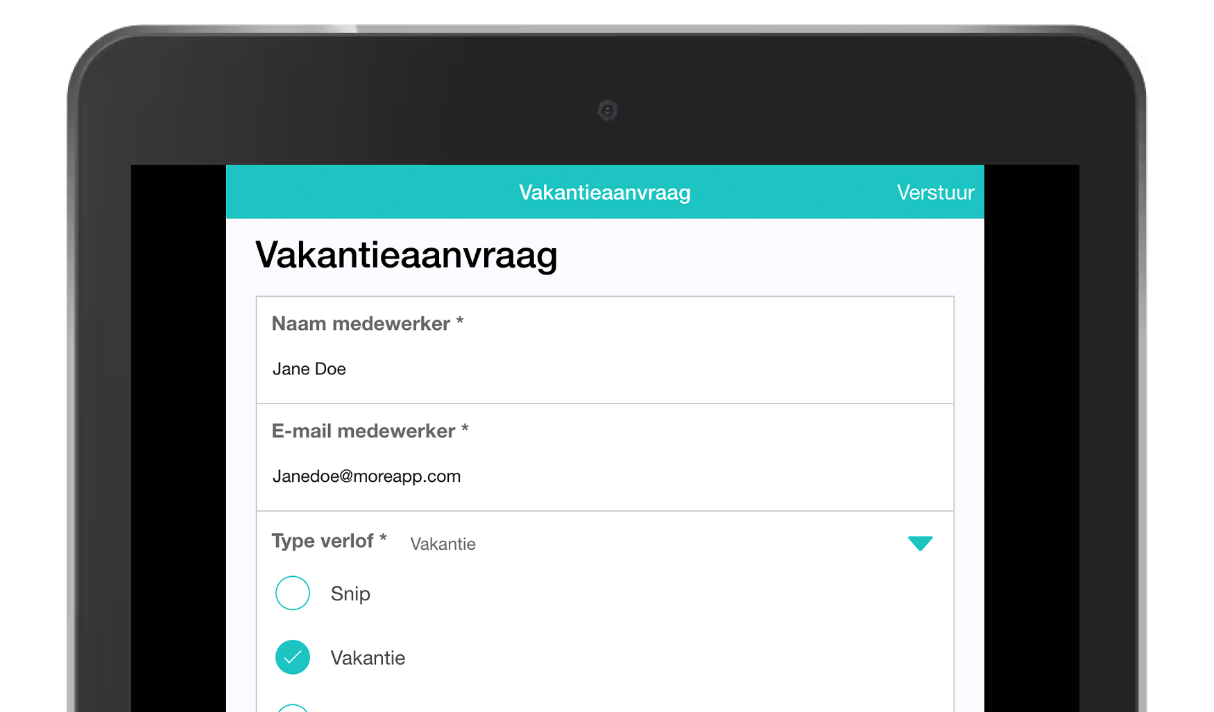 MoreApp Vakantie Aanvraagformulier