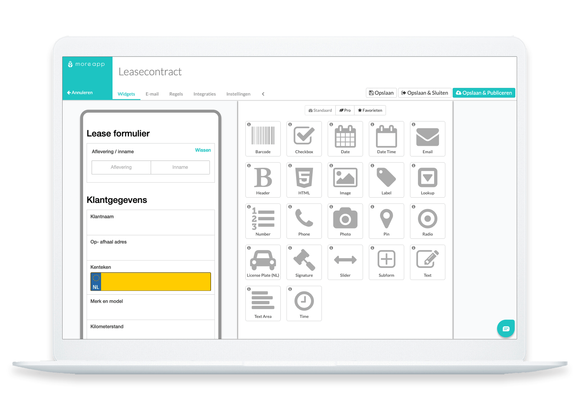 MoreApp Form Builder Leasecontract Formulier