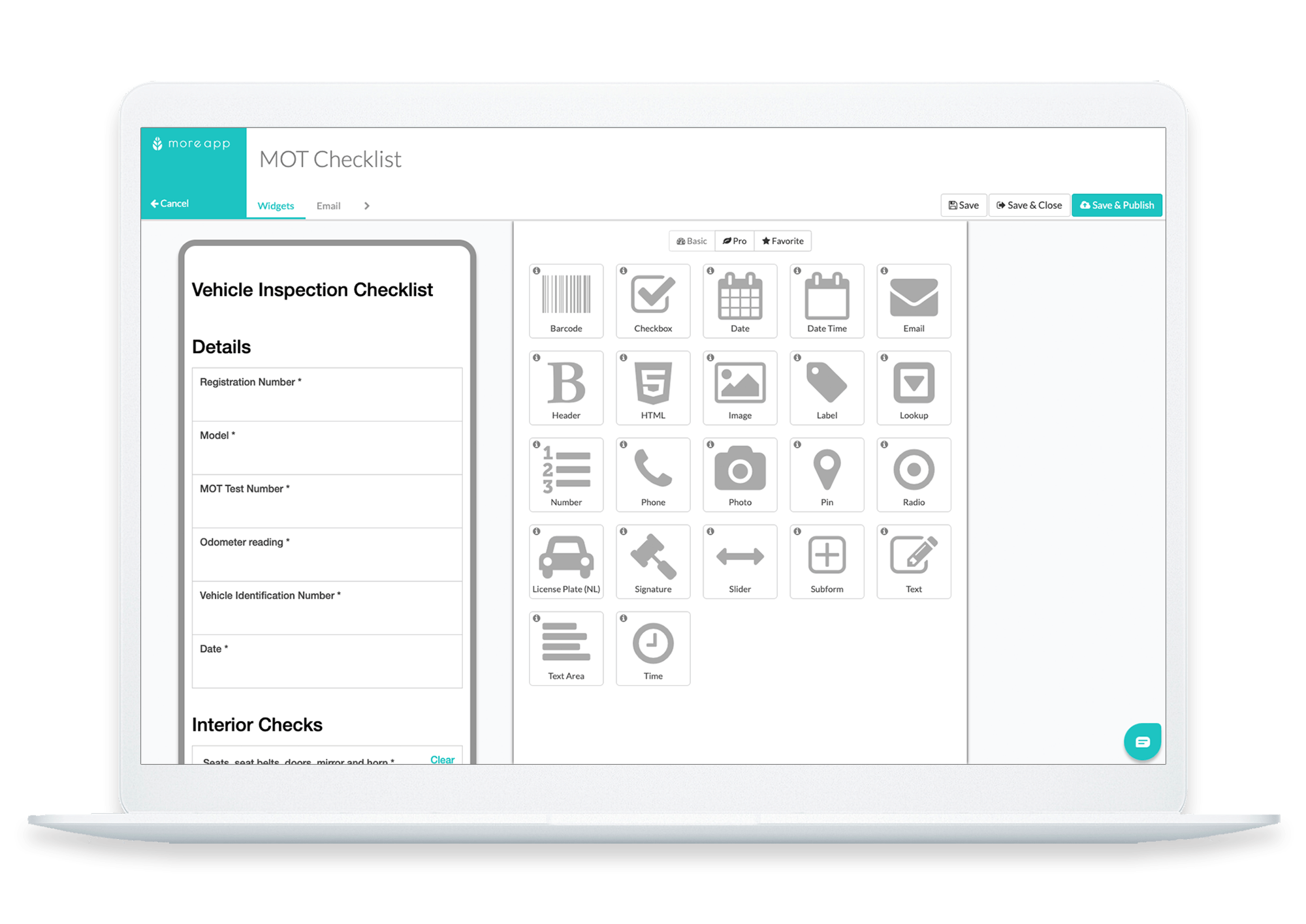 MoreApp MOT Checklist