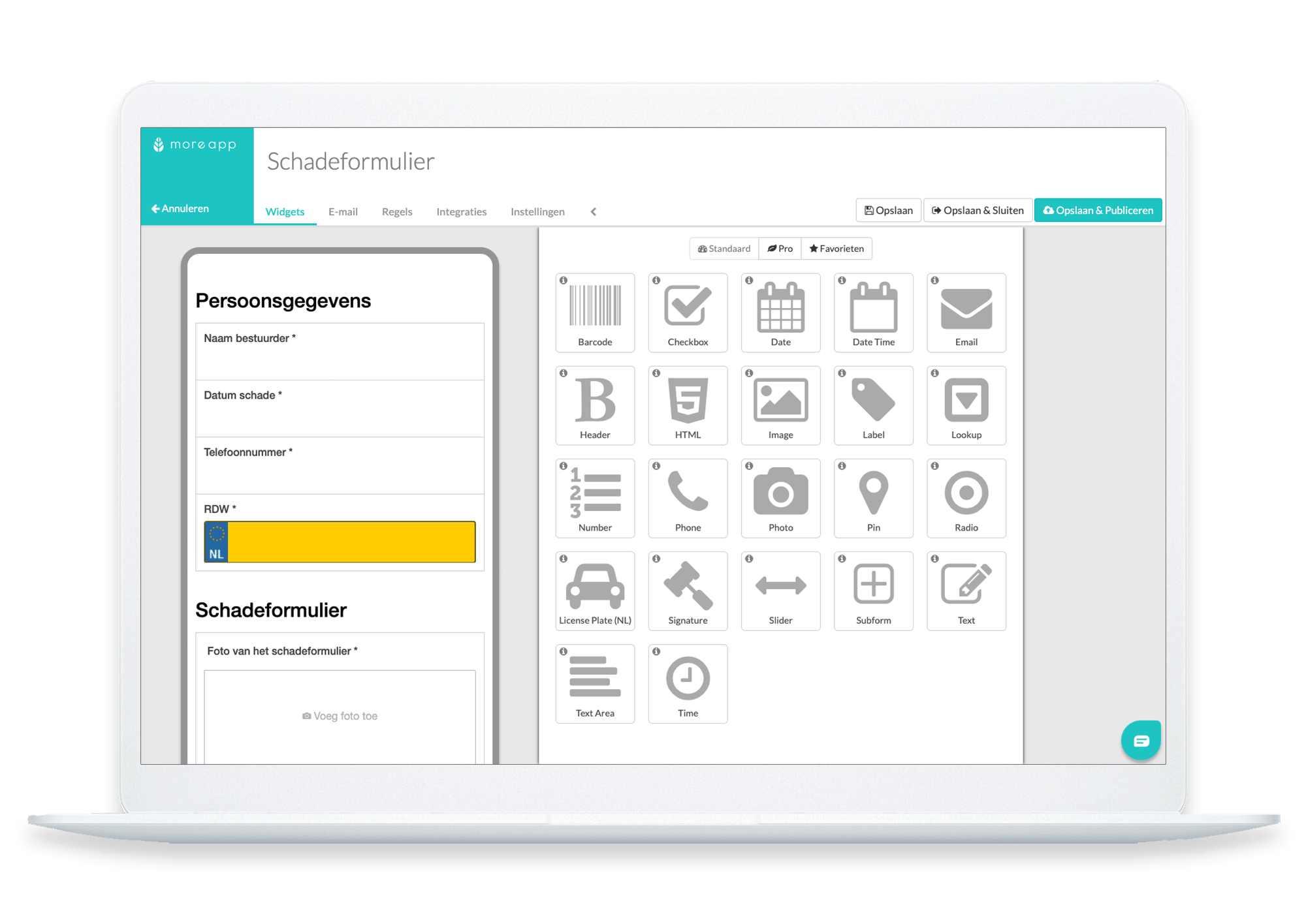 MoreApp Platform Online Schadeformulier