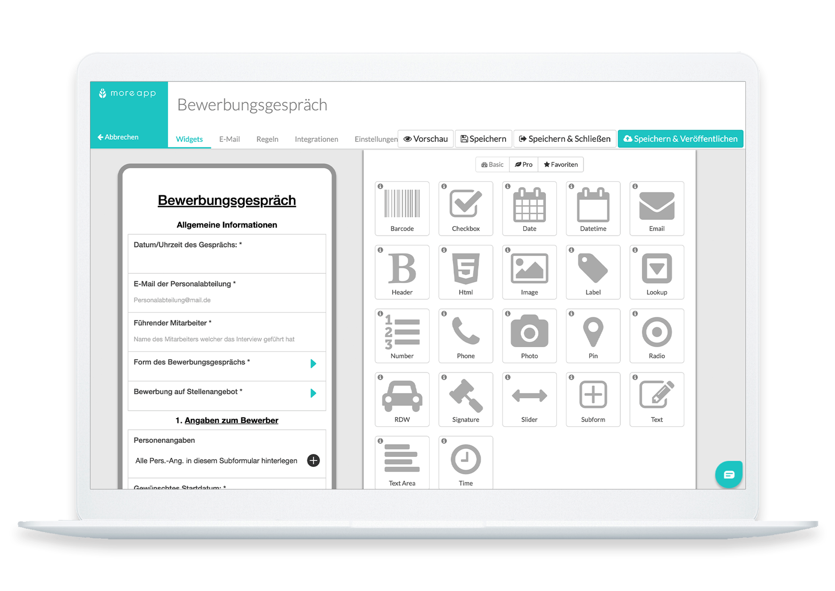 MoreApp Plattform Bewerbungsgesprächs-App