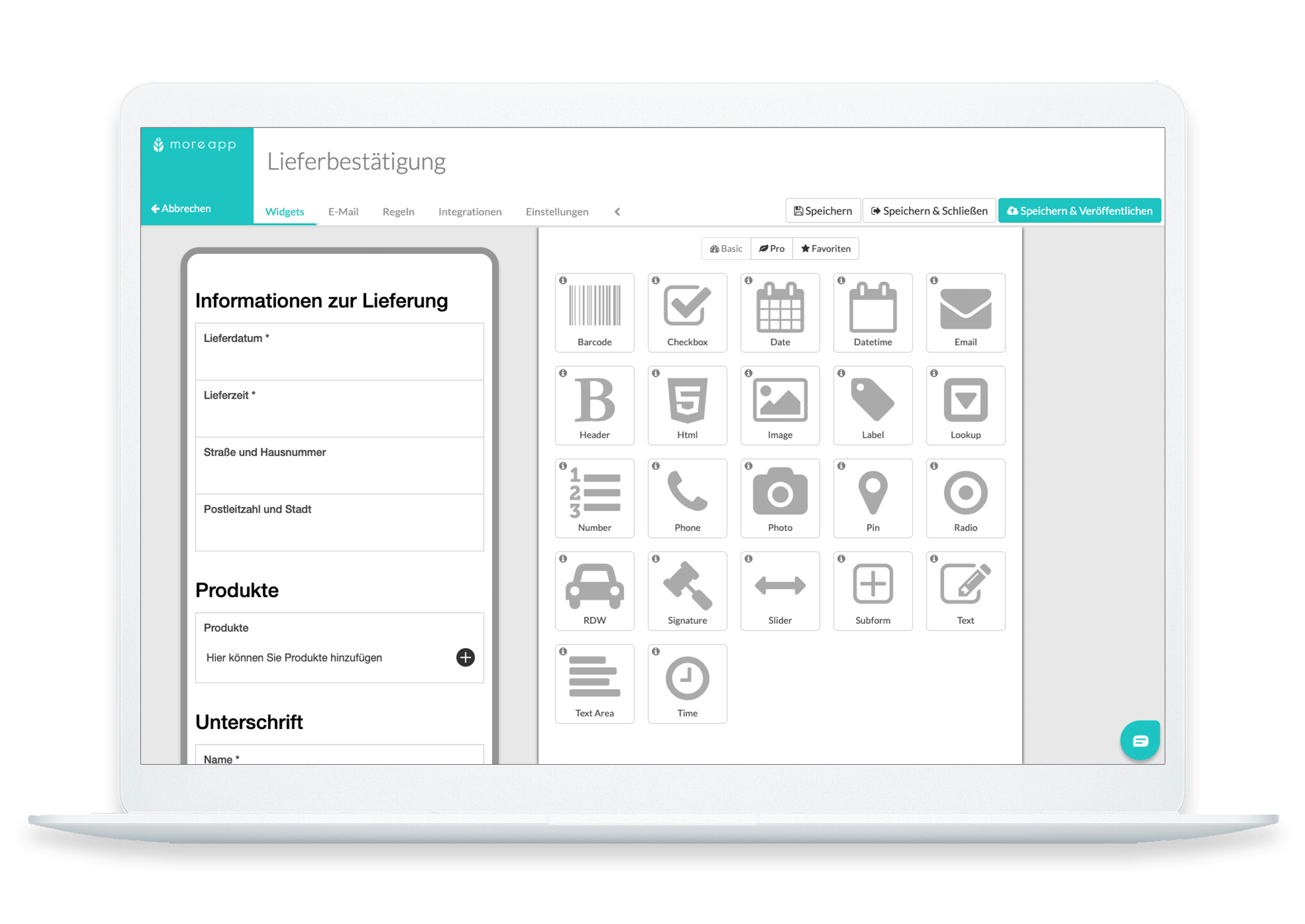 MoreApp Form Builder Lieferbestätigungsvorlage