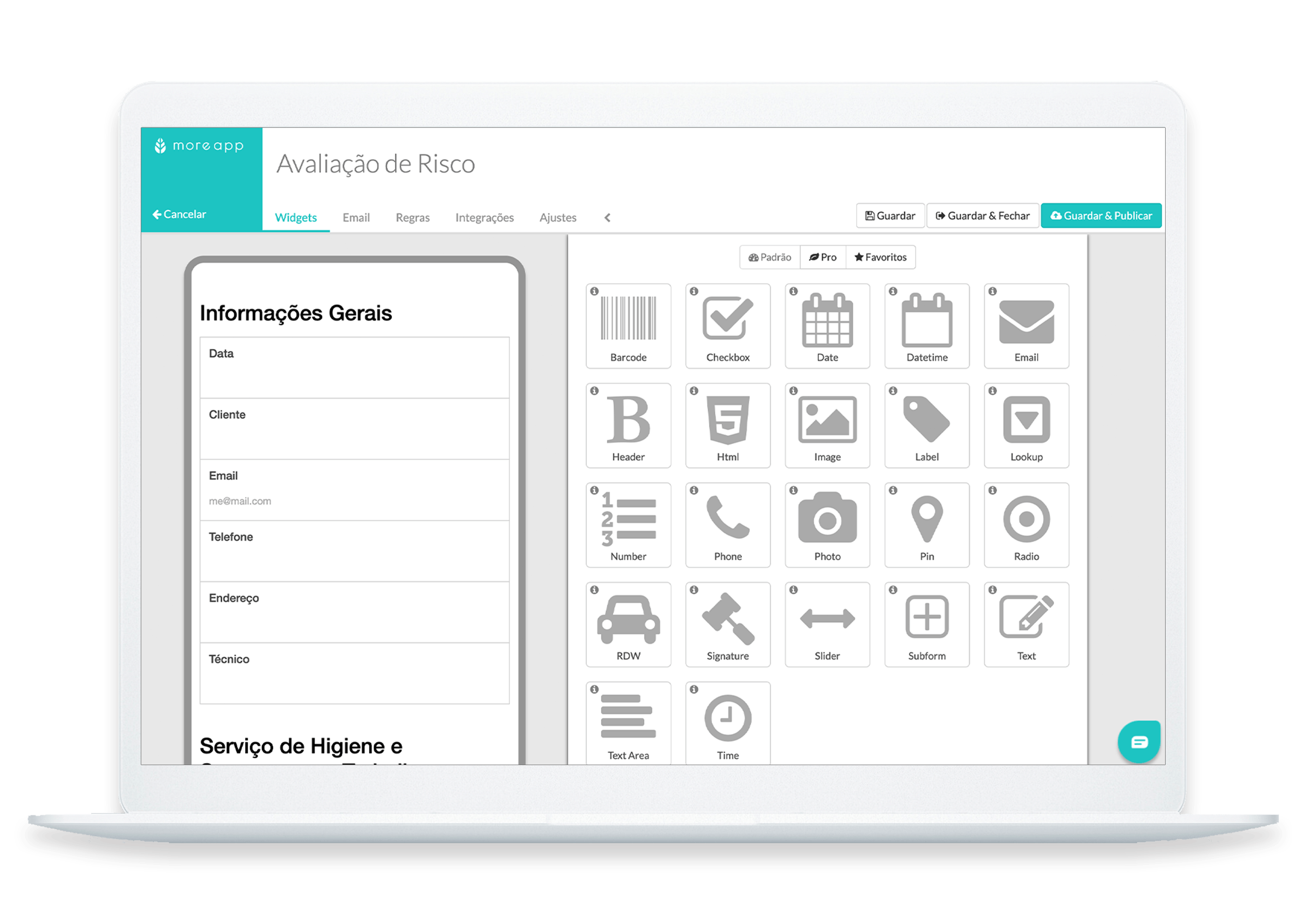 MoreApp Formulários App de Avaliação de Risco