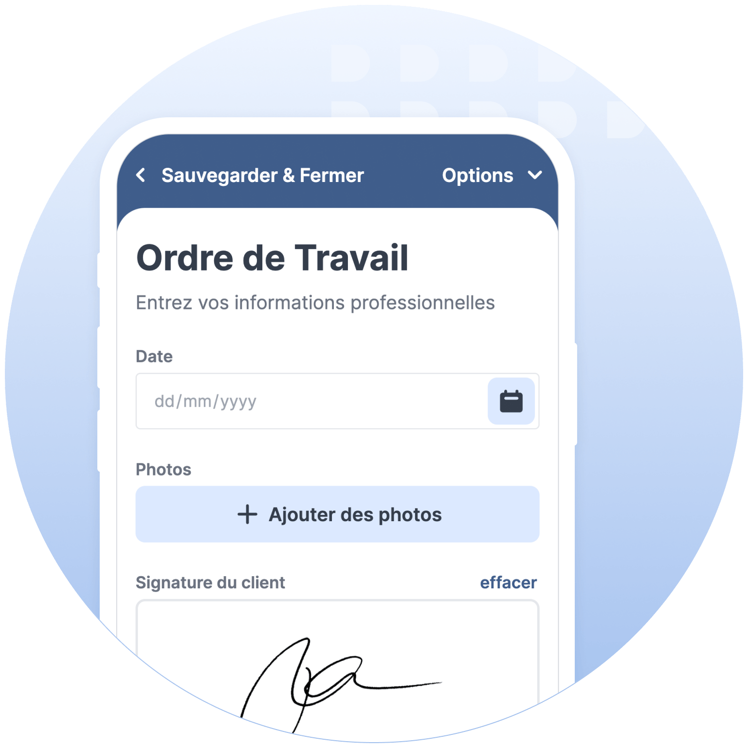 Modèle Ordre de Travail MoreApp