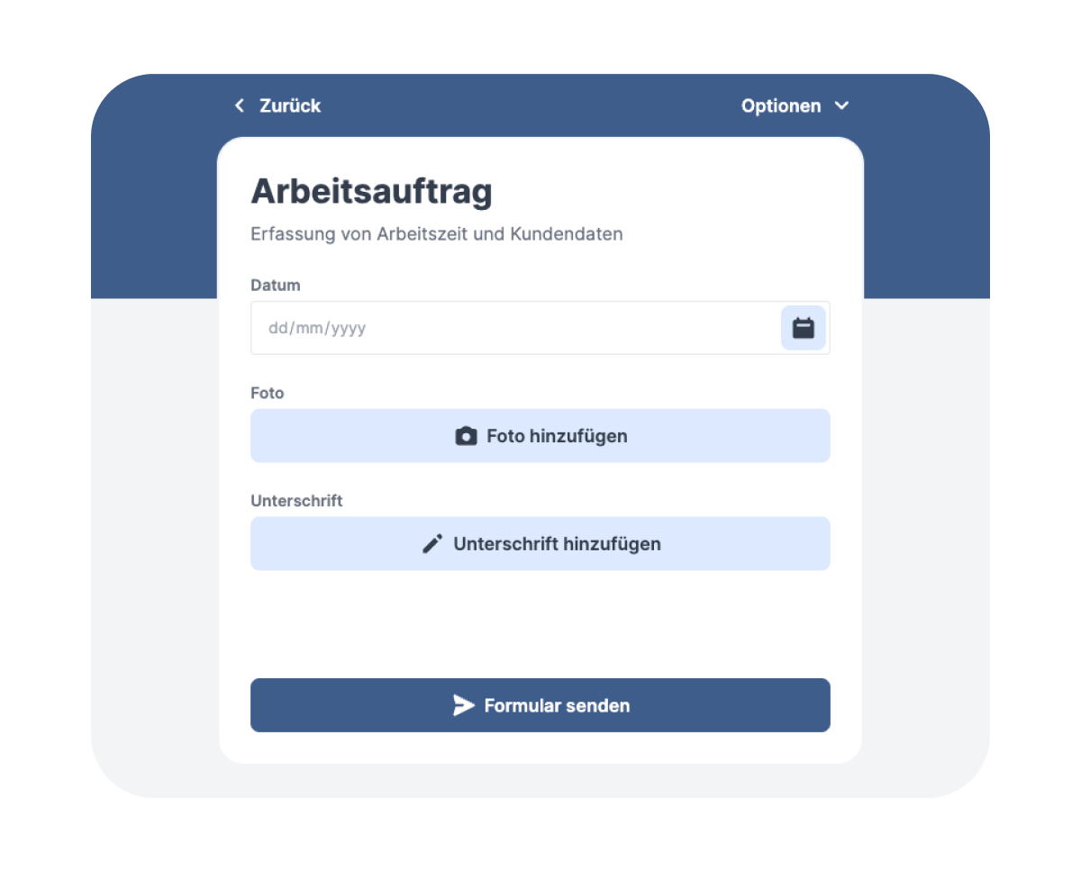 MoreApp Arbeitsauftrags Formular in digitaler Version