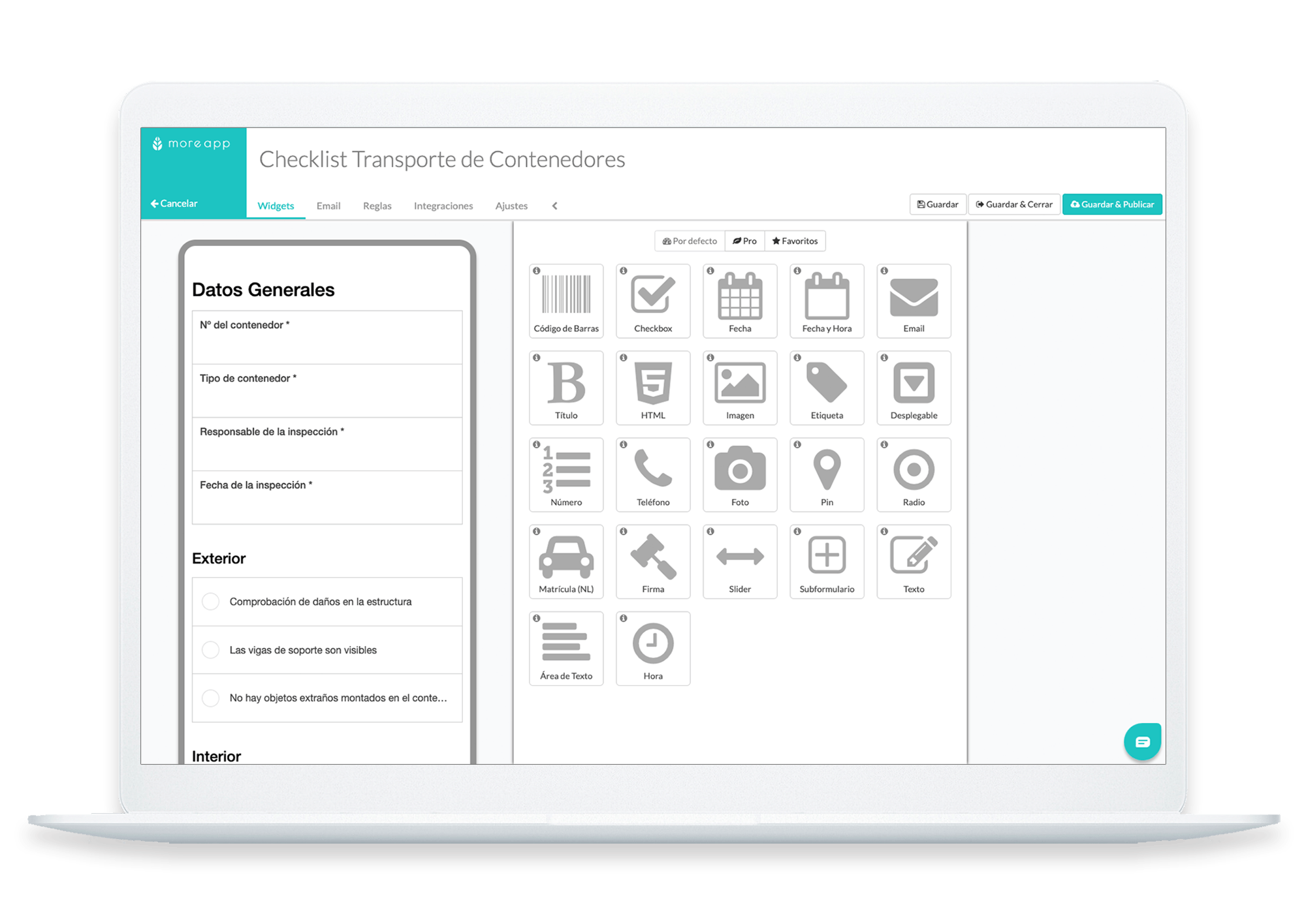 Formulario Checklist Transporte de Contenedores MoreApp