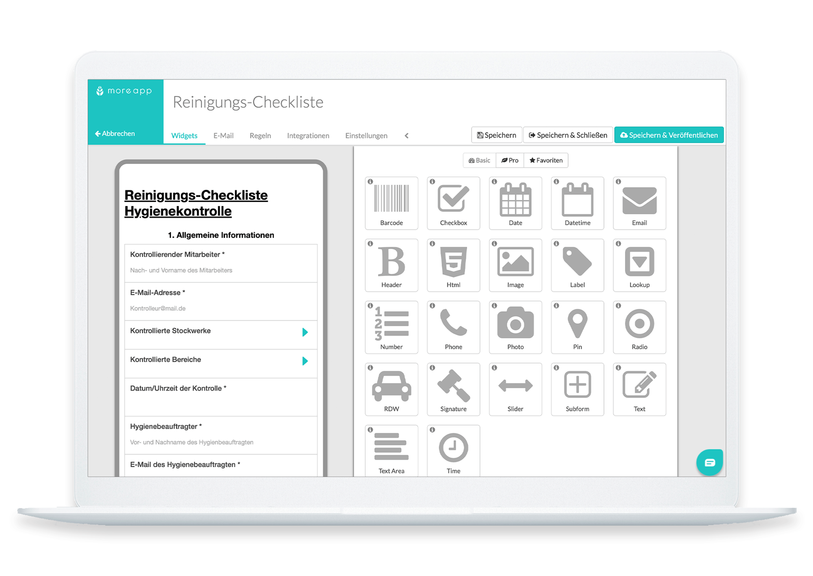 MoreApp Plattform Reinigungs-Checkliste-App