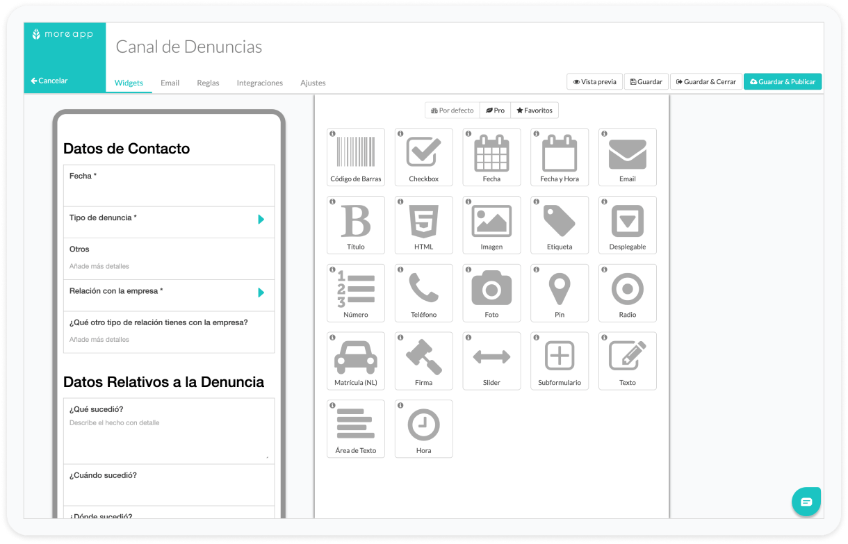 Formulario Canal de Denuncias MoreApp
