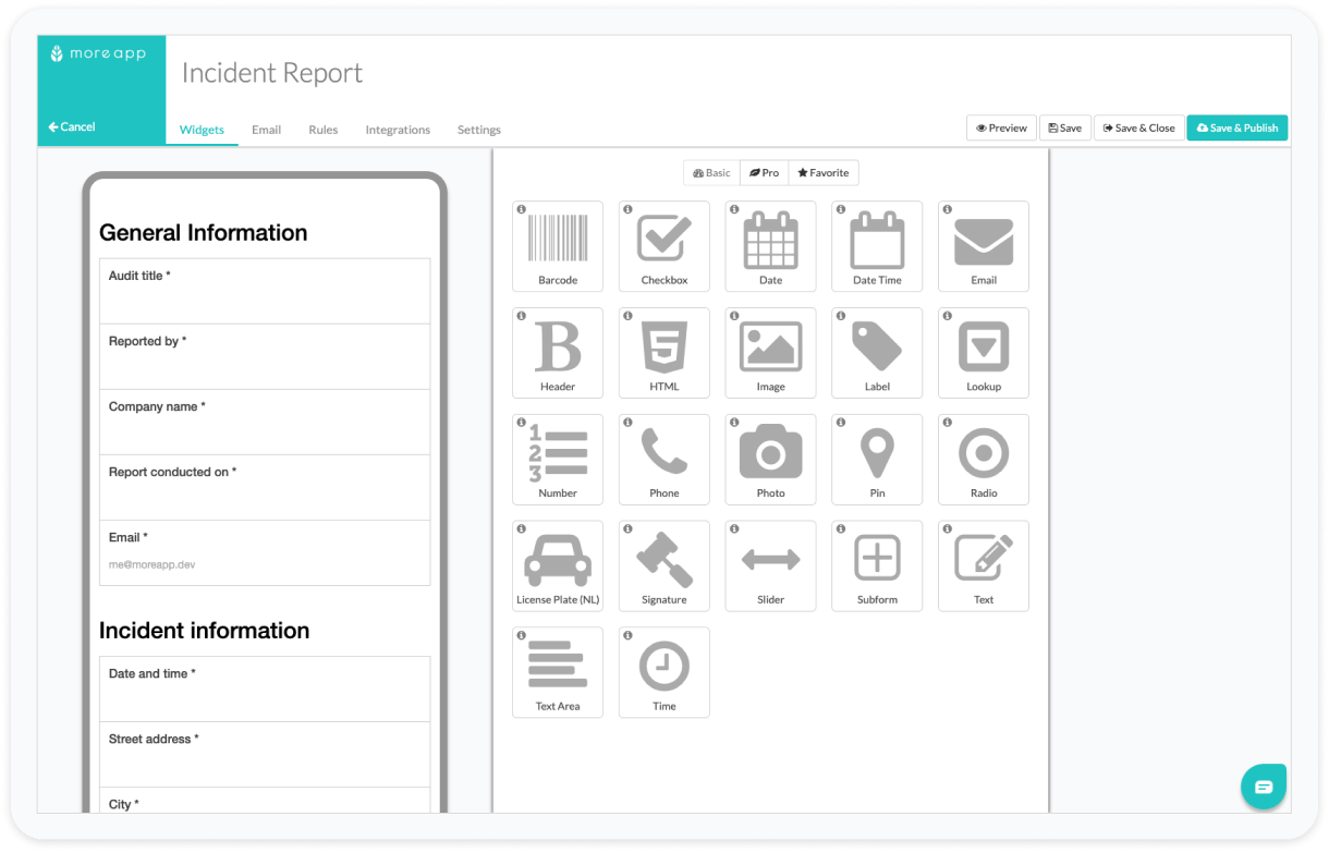 MoreApp Incident Report