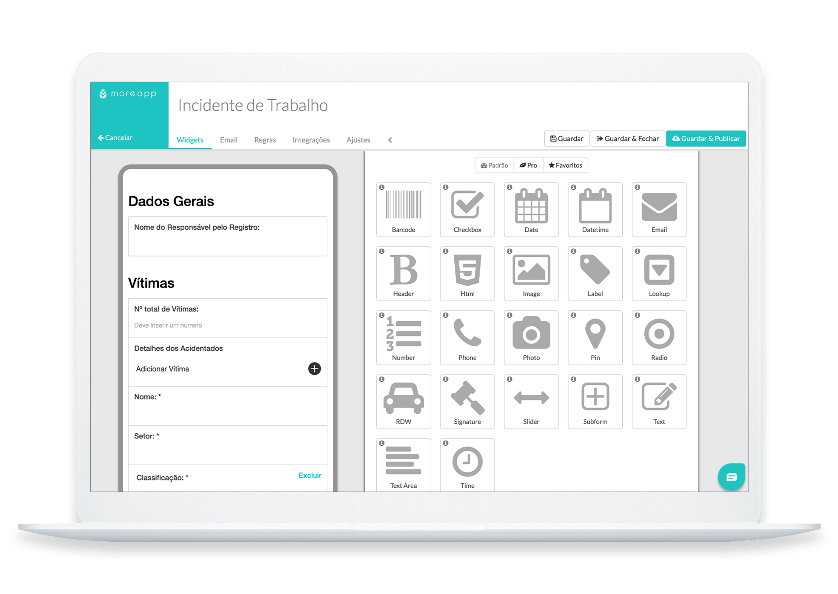 MoreApp Formulários App de Incidente de Trabalho