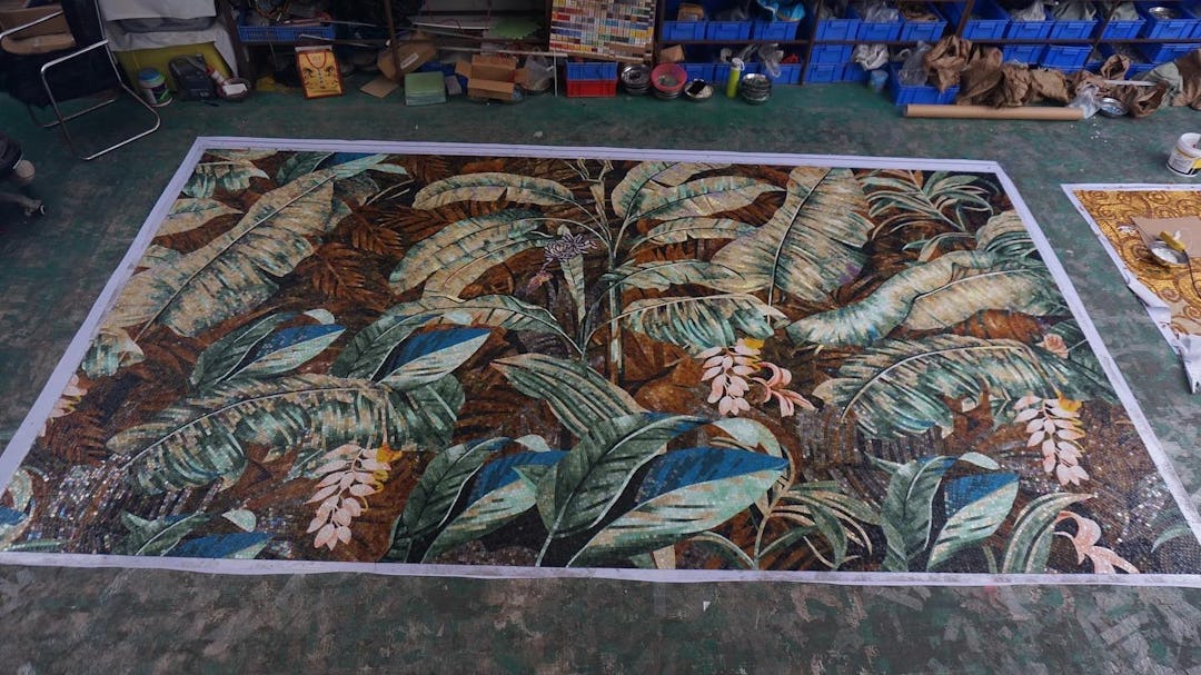 Factory execution of glass wall art