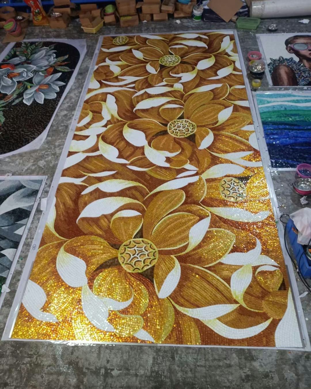 Factory execution of glass wall art