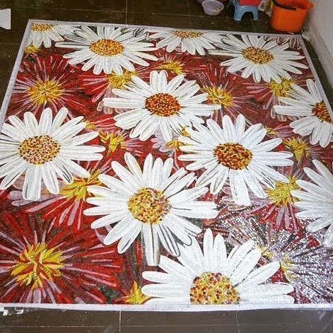 Factory execution of glass wall art