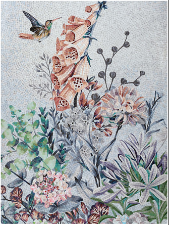 Bird & Flower Glass Wall Art