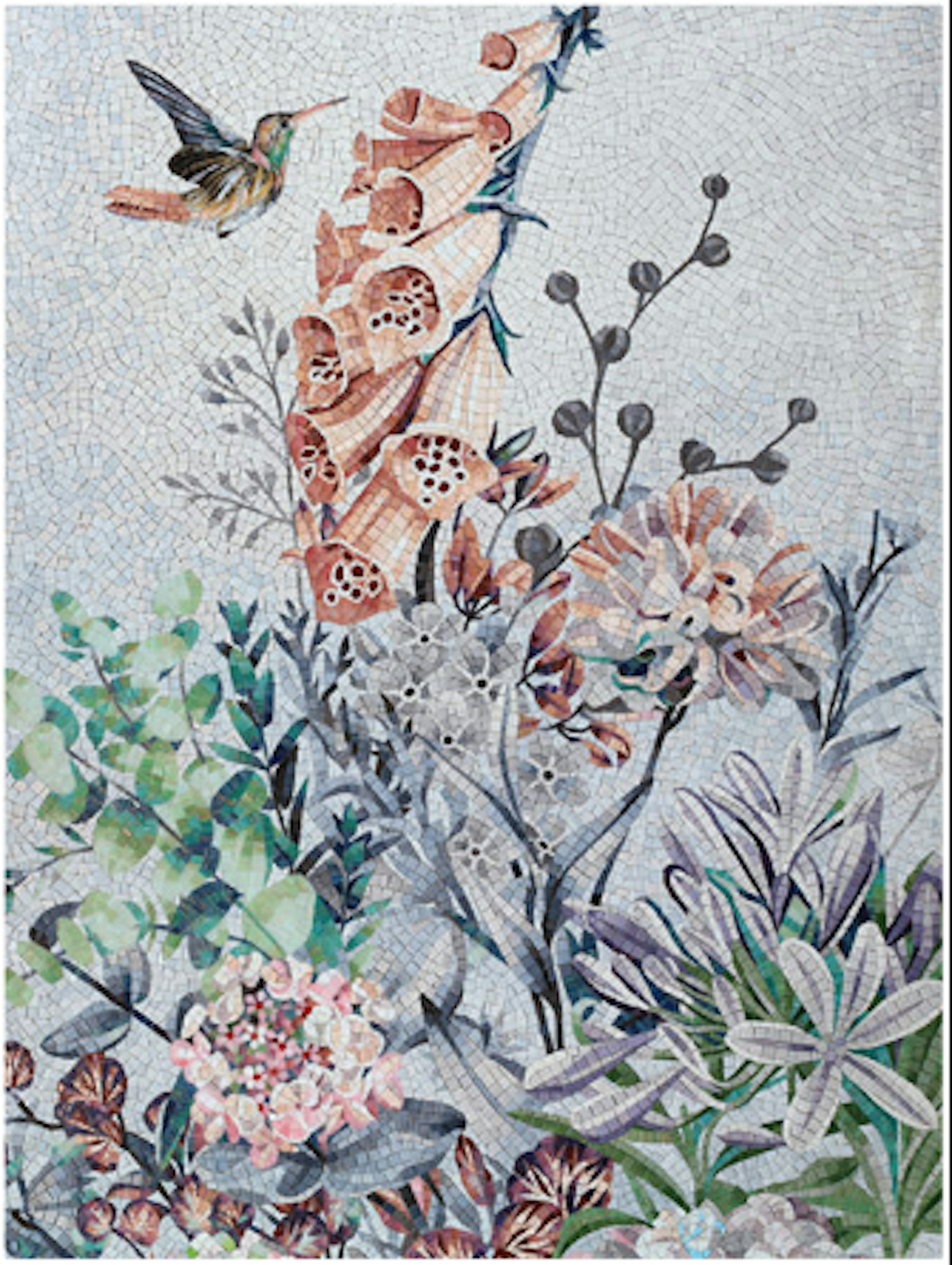 Bird & Flower Glass Wall Art