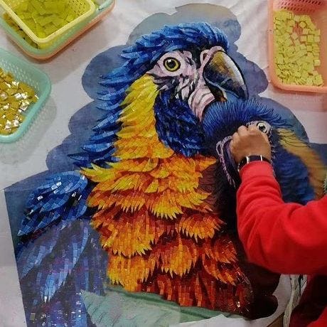 Factory execution of glass wall art
