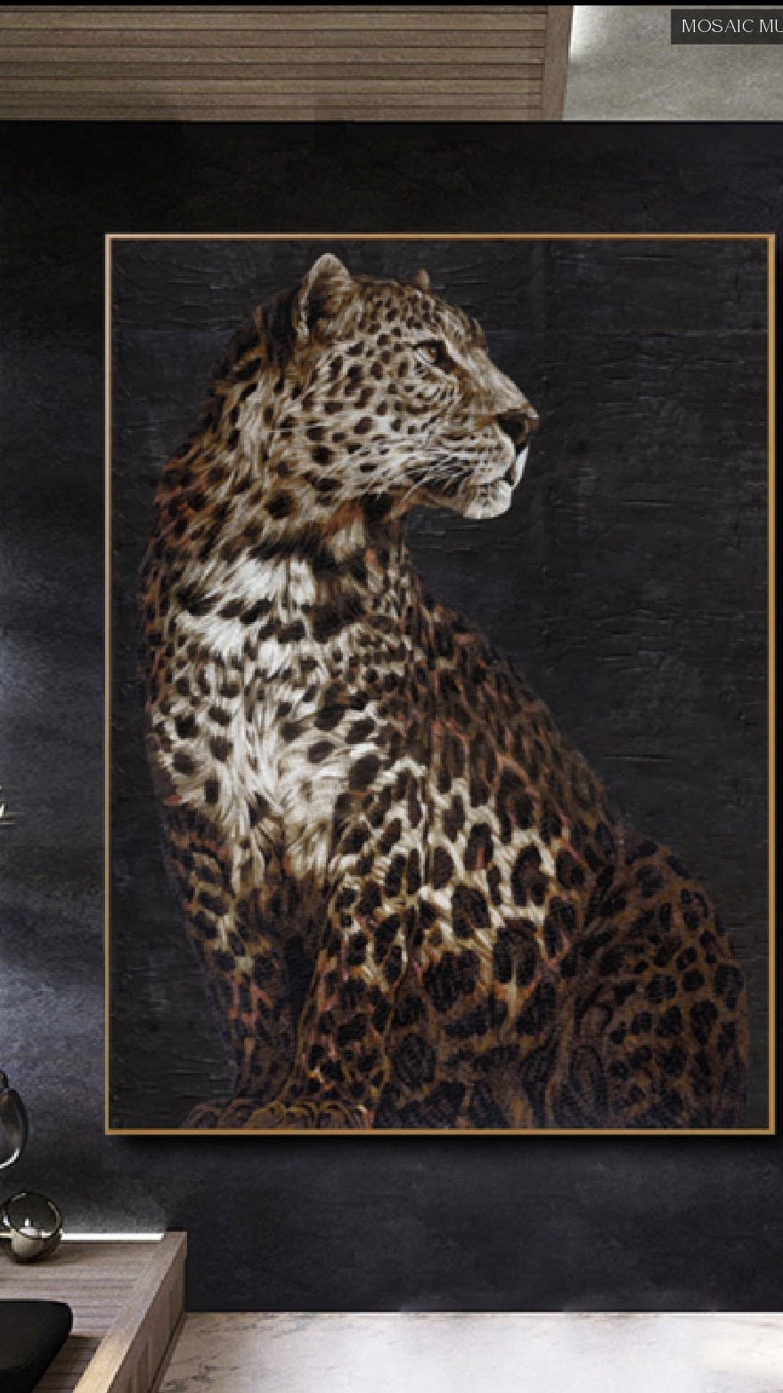 Leopard glass wall art