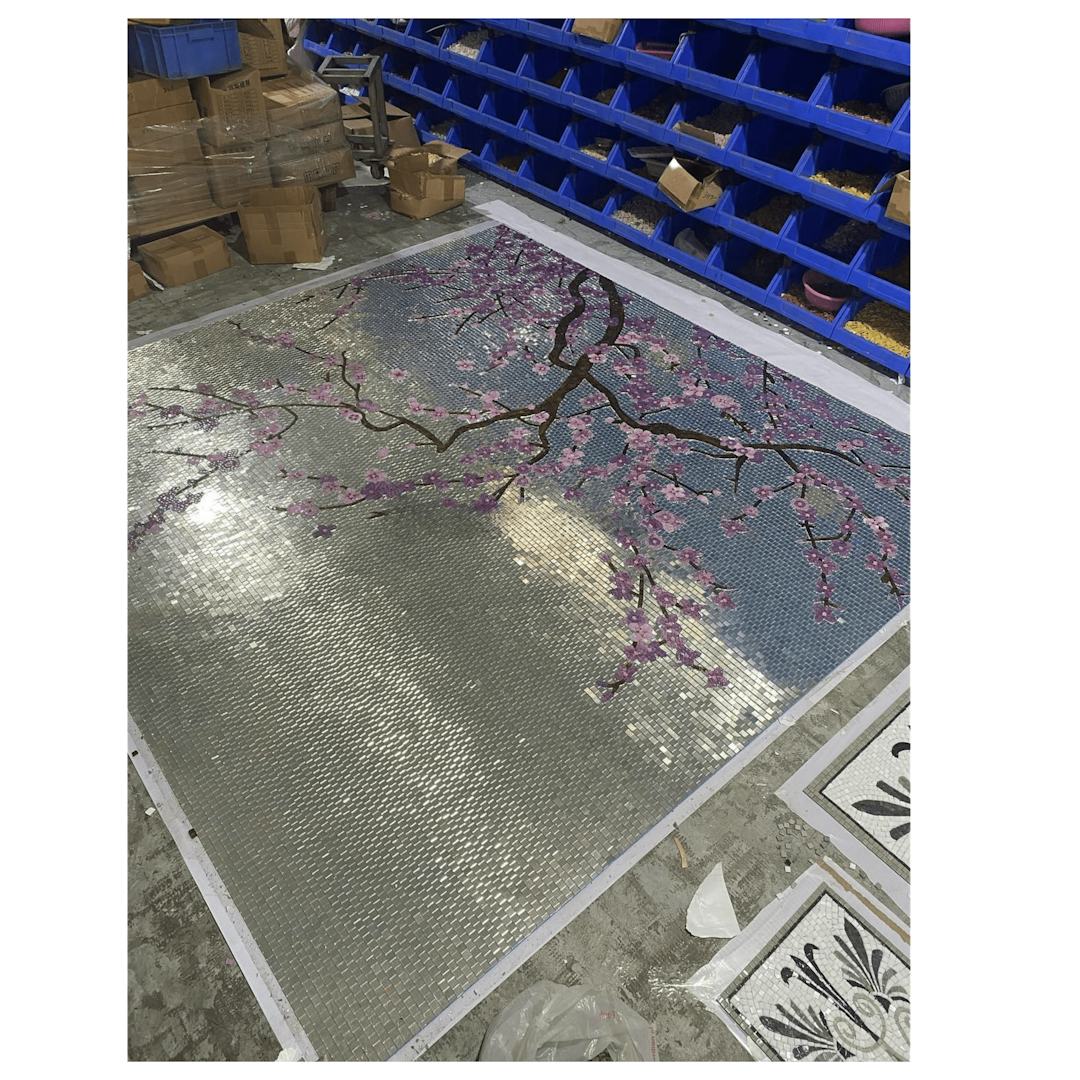 Factory execution of glass wall art