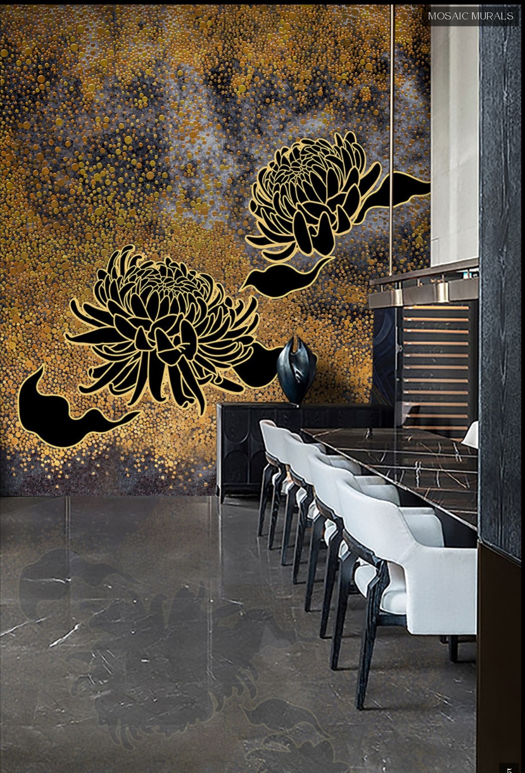 Golden glass wall art