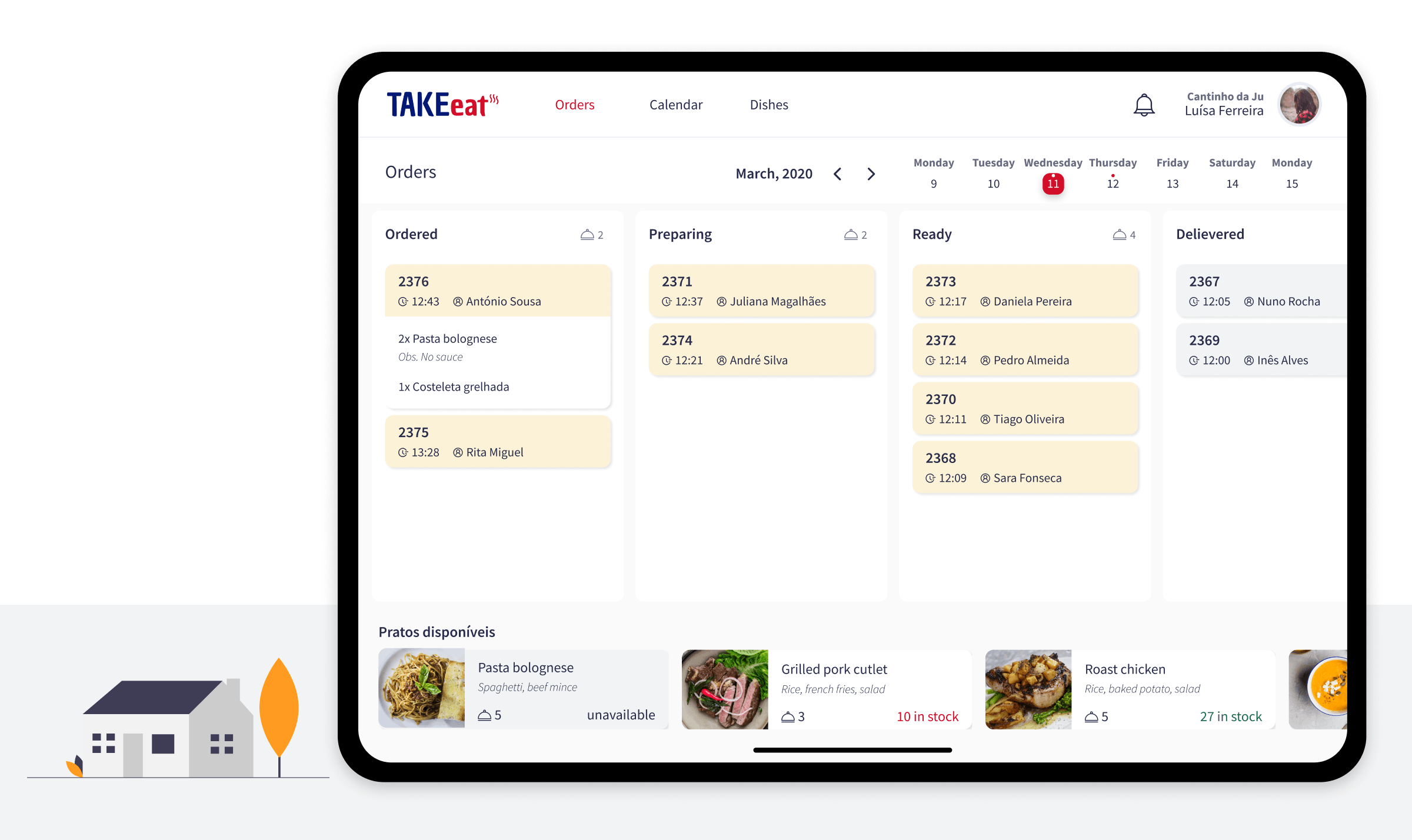 take-eat restaurant dashboard by Mosano