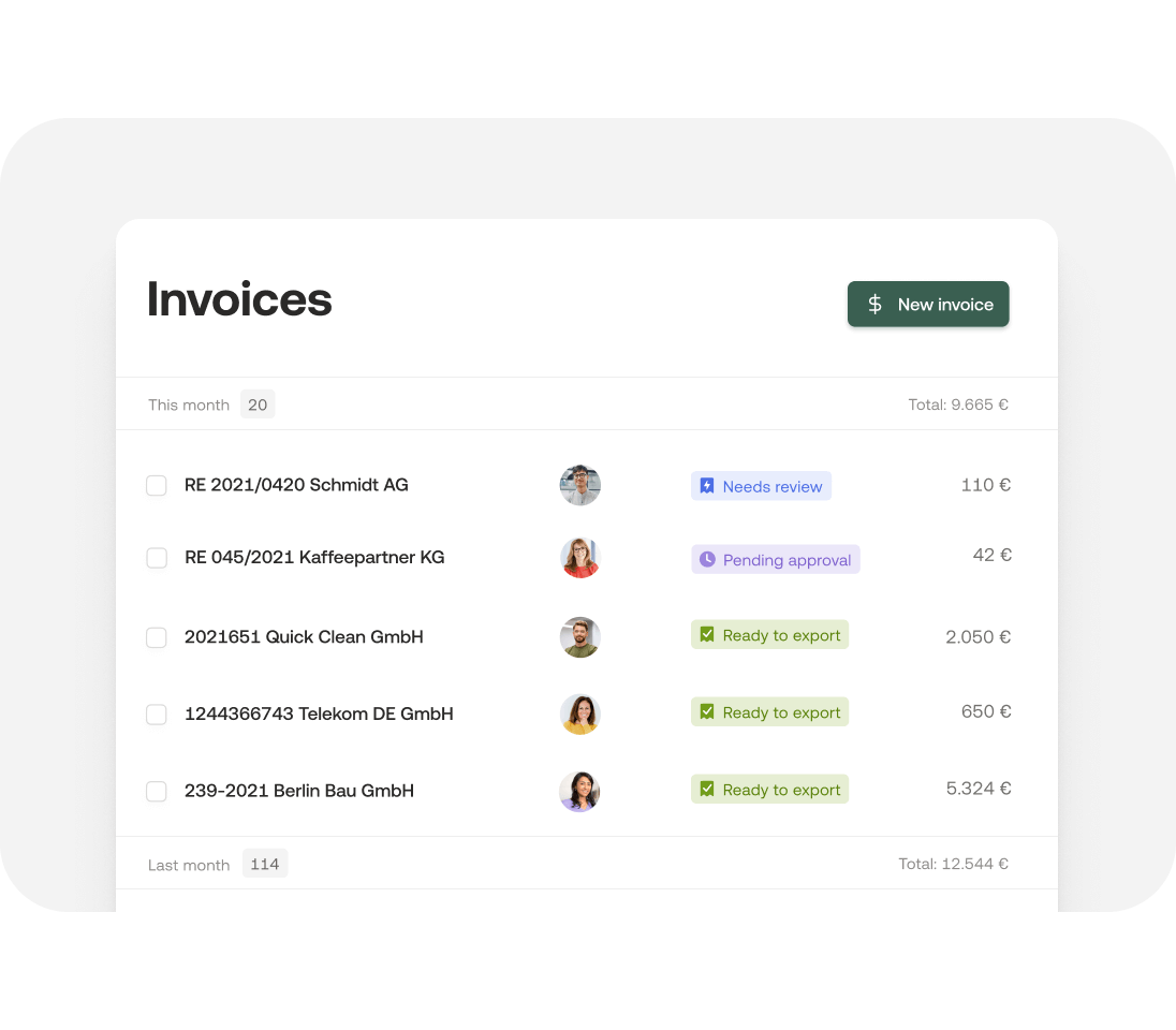 Manage invoices, request new invoices and automate invoice management with Moss